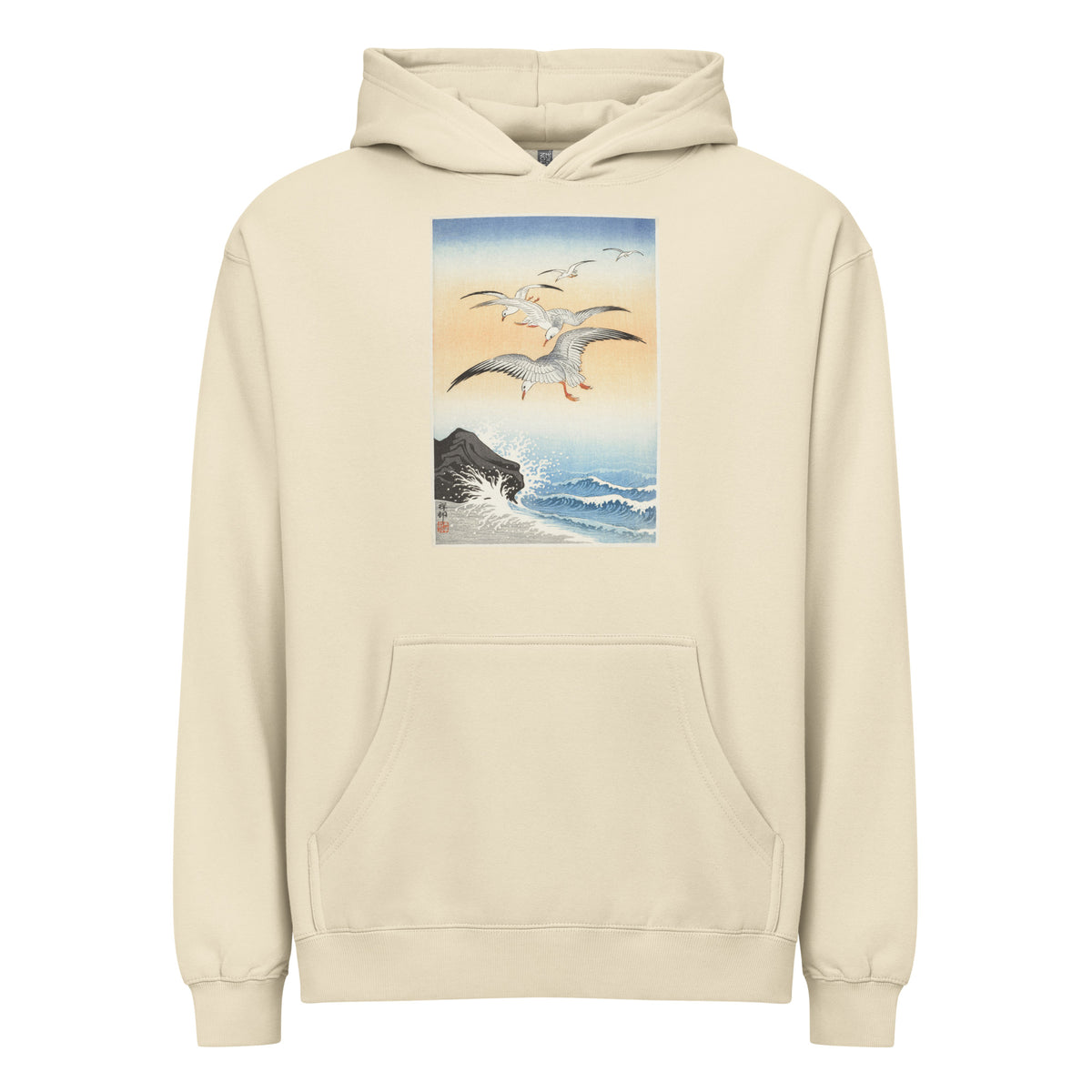 Hoodie Five Seagulls Above Turbulent Sea - Ohara Koson 1900 Signature