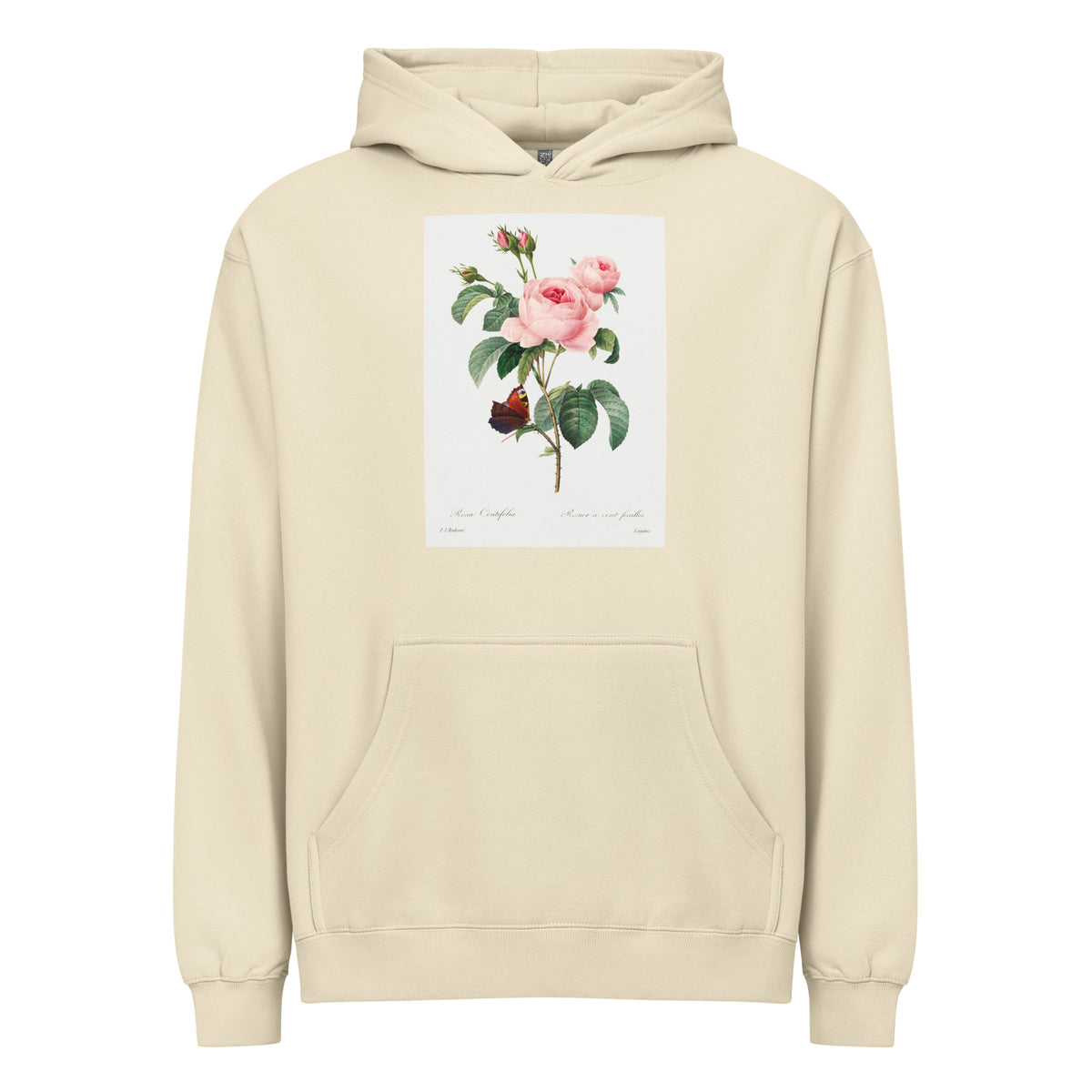 Hoodie Cabbage Rose - Pierre-Joseph Redoute 1759 Signature