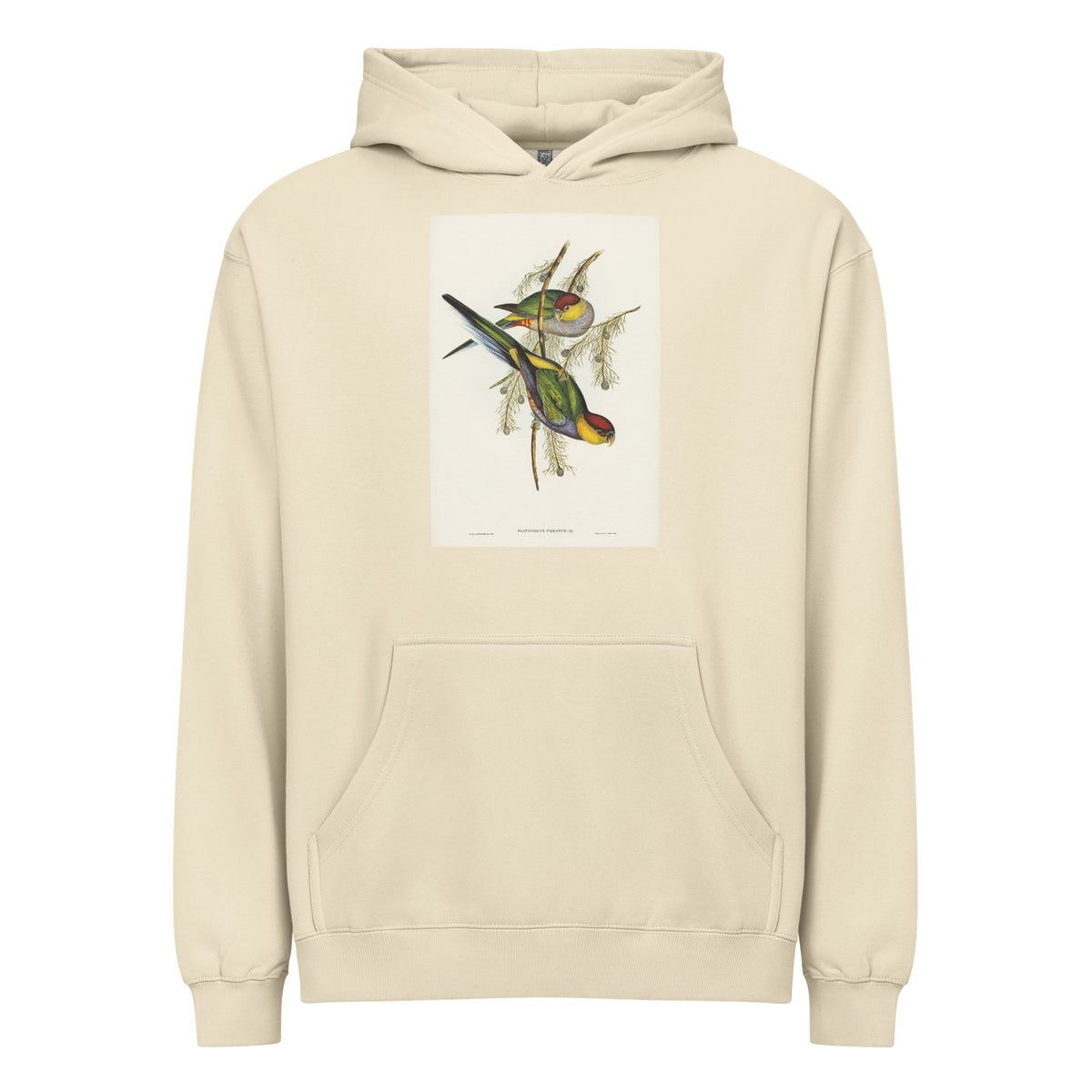 Hoodie Red-Capped Parakeet Platycercus Pileatus Illustrated - Elizabeth Gould 1804 Signature