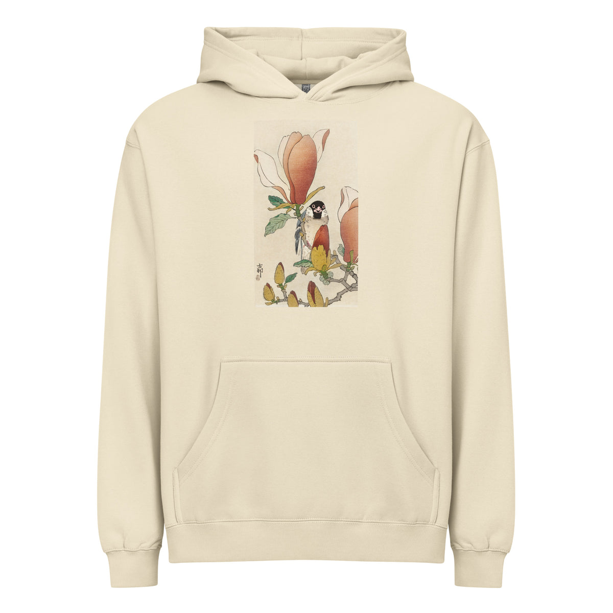 Hoodie Sparrow On Blooming Magnolia Branch - Ohara Koson 1900 Signature