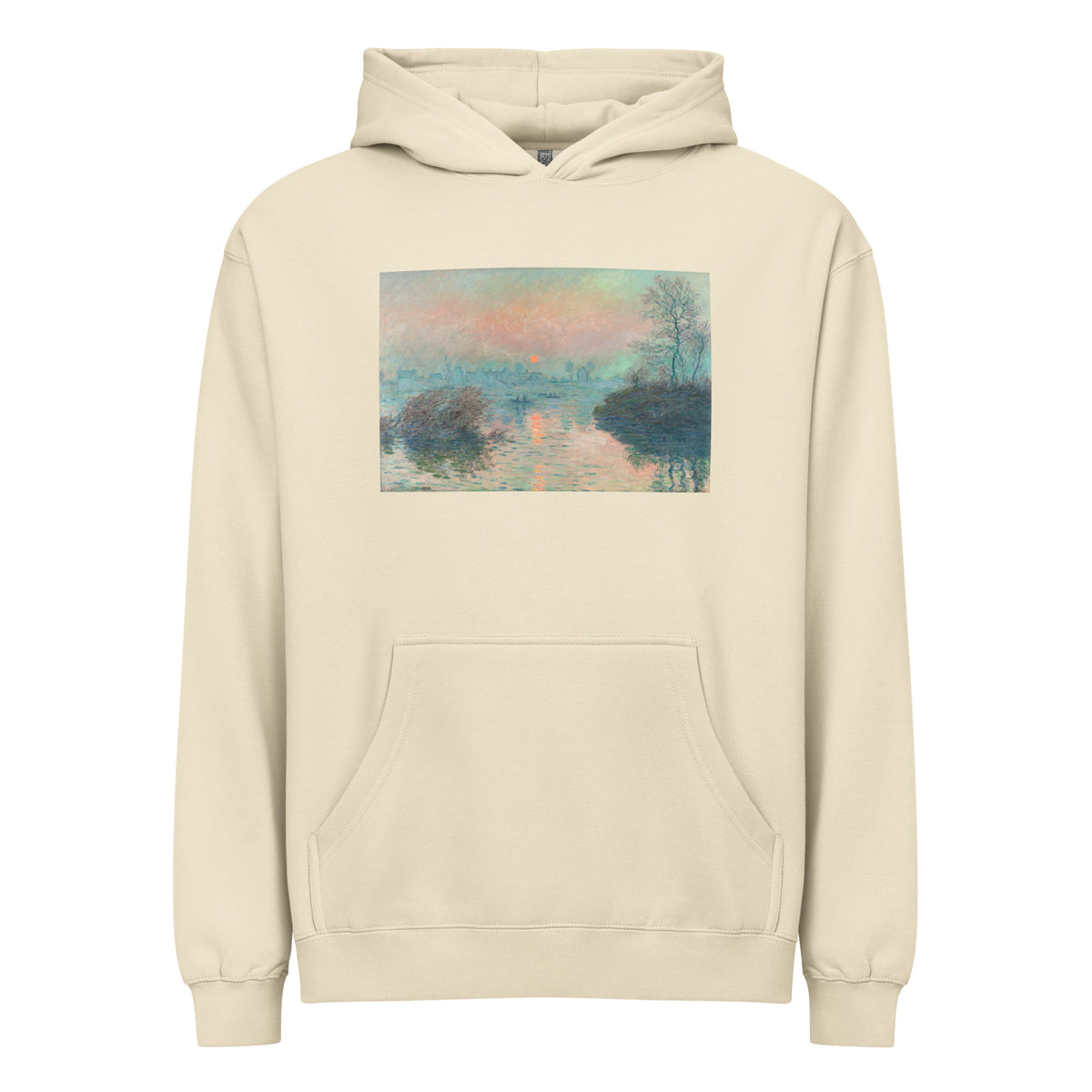 Hoodie Sun Setting On The Seine At Lavacourt Claude Monet High Resolution Famous Painting Signature