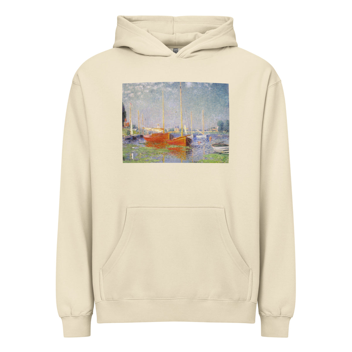 Hoodie Claude Monet S Red Boats At Argenteuil Famous Painting Signature