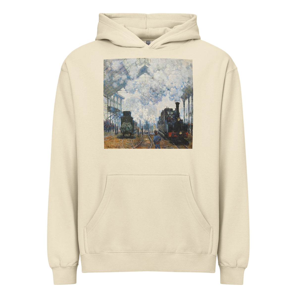 Hoodie Claude Monet S Arrival Of The Normandy Train Famous Painting Signature