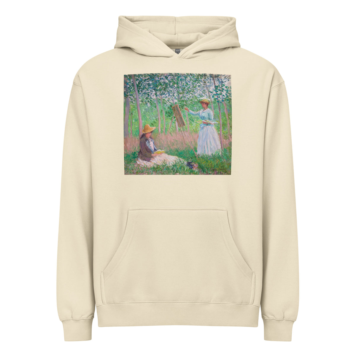 Hoodie In The Woods At Giverny Blanche Hoschede At Her Easel With Suzanne Hoschede Reading Signature