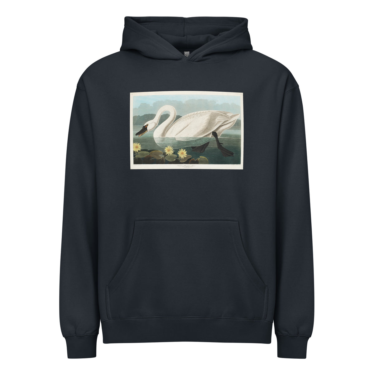 Navy Hoodie Common American Swan - John James Audubon 1827 Signature