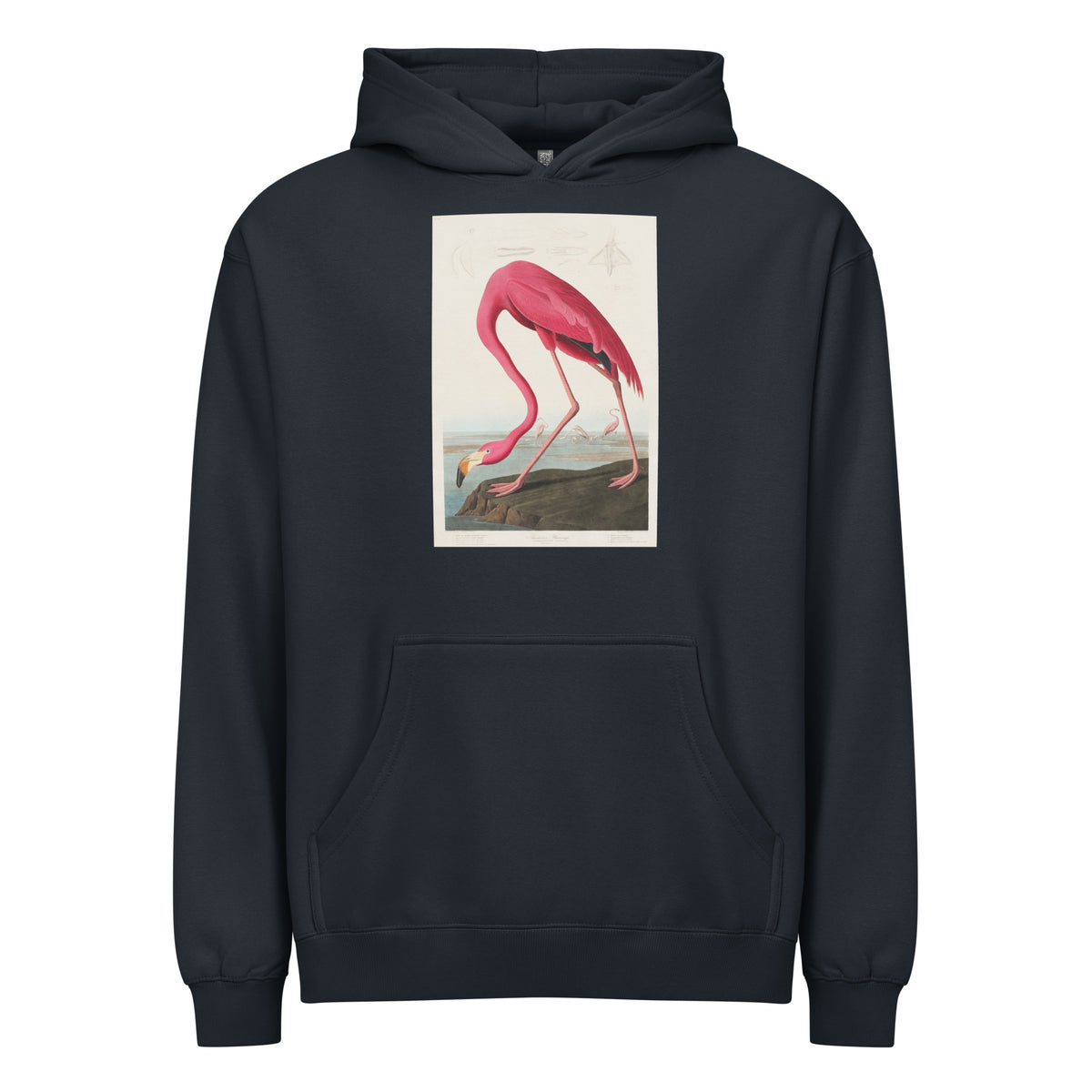Navy Hoodie Pink Flamingo - John James Audubon 1827 Signature