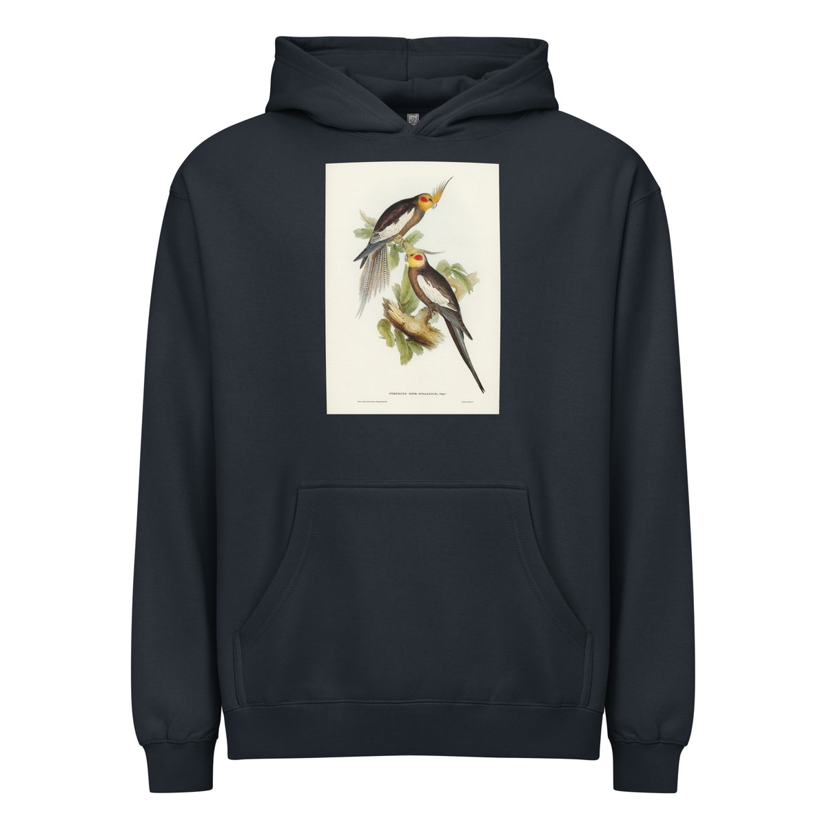 Navy Hoodie Cockatoo Parakeet Nymphicus Novae Hollandiae Illustrated - Elizabeth Gould 1804 Signature