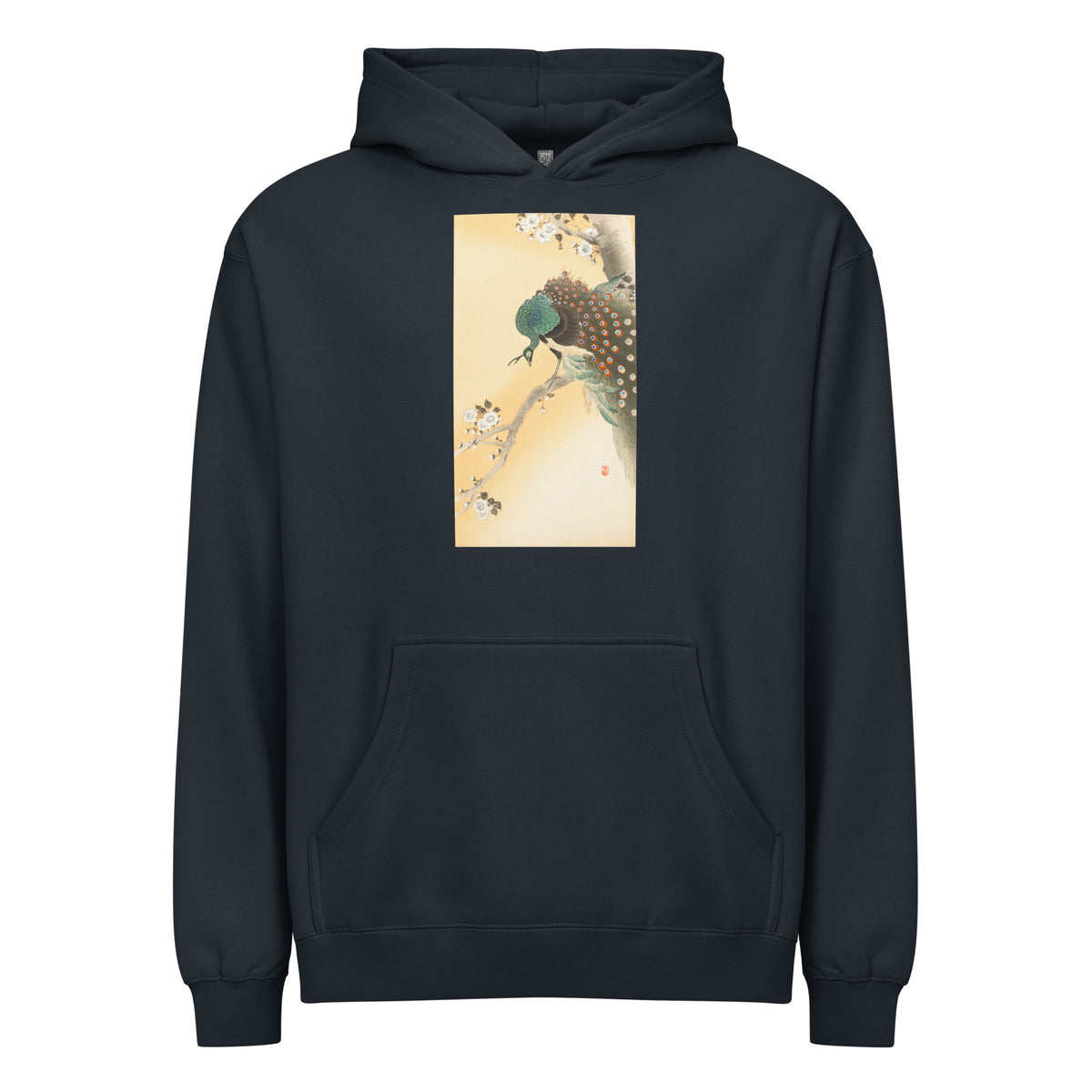 Navy Hoodie Peacock On A Cherry Blossom Tree - Ohara Koson 1900 Signature