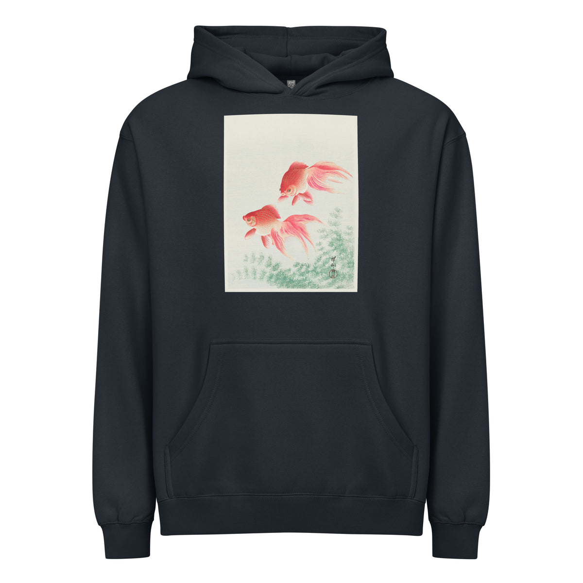 Navy Hoodie Two Veil Goldfish - Ohara Koson 1926 Signature