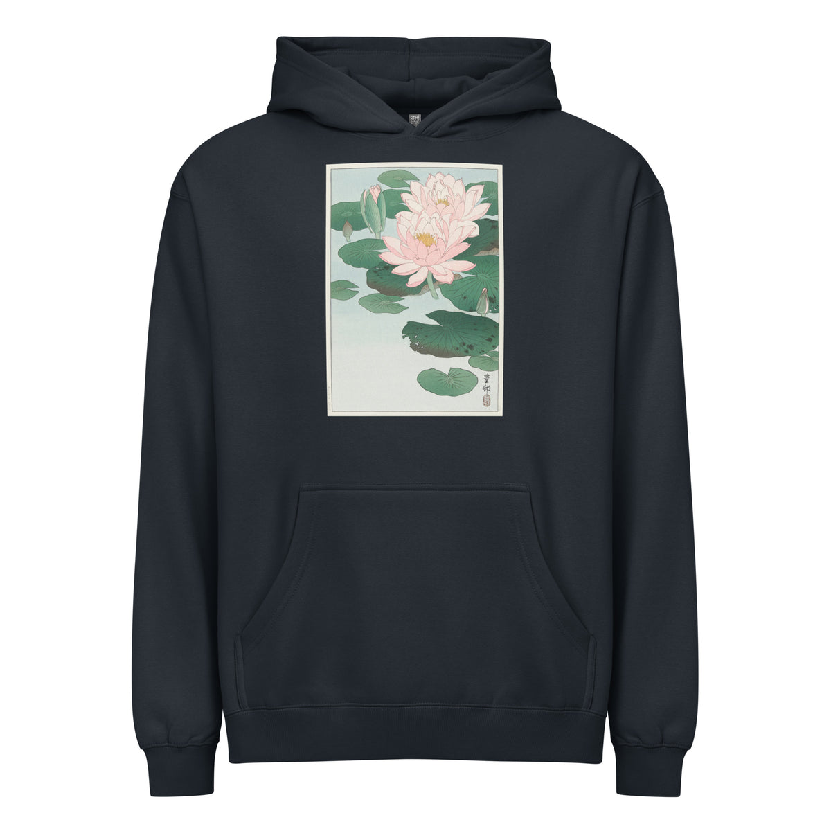 Navy Hoodie Water Lily - Ohara Koson 1920 Signature