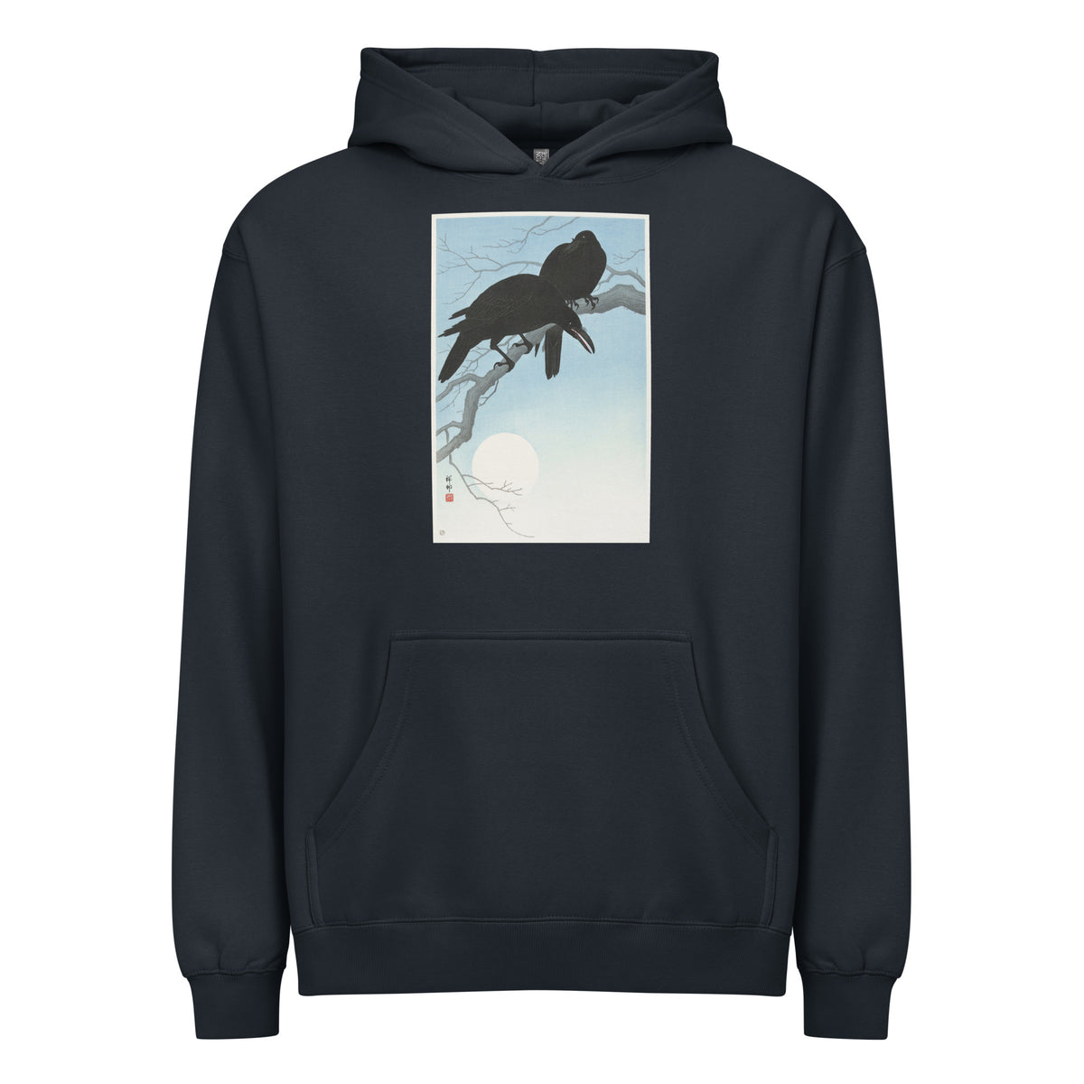 Navy Hoodie Two Crows On A Branch - Ohara Koson 1927 Signature