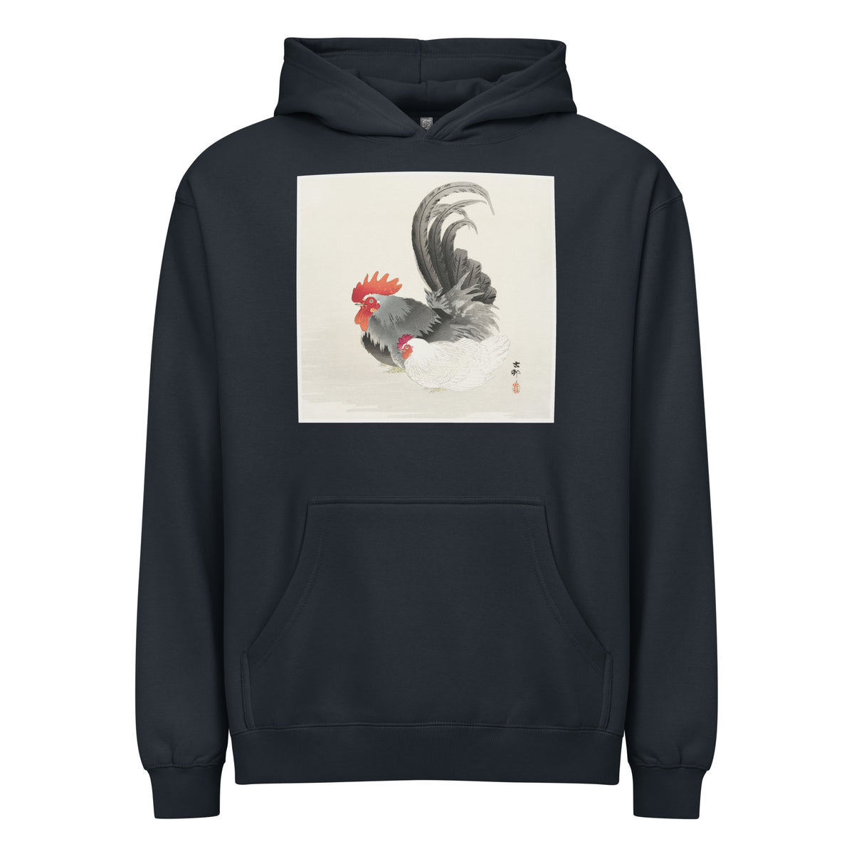 Navy Hoodie Chicken And Cock - Ohara Koson 1900 Signature