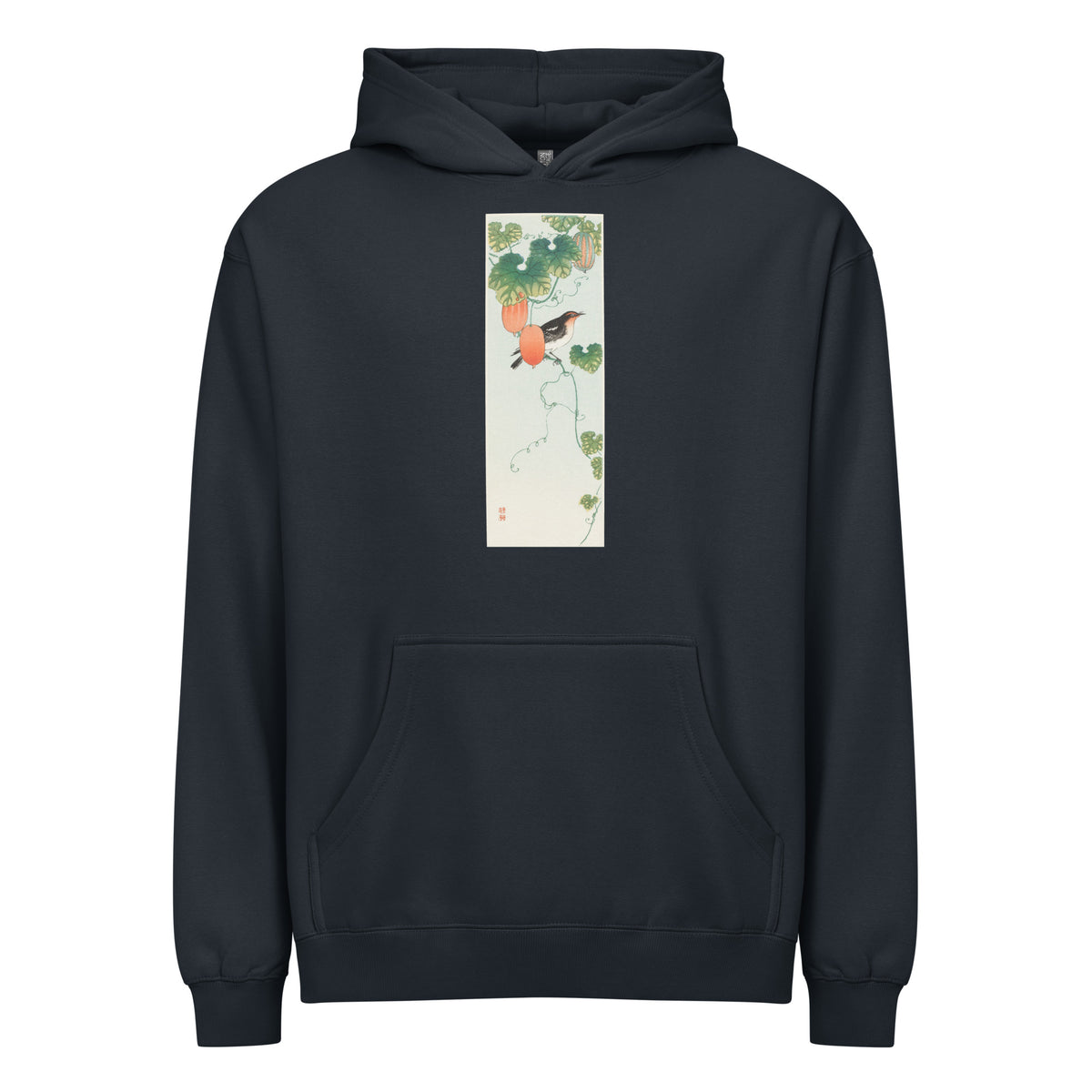 Navy Hoodie Songbird In Cucumber Plant - Ohara Koson 1925 Signature