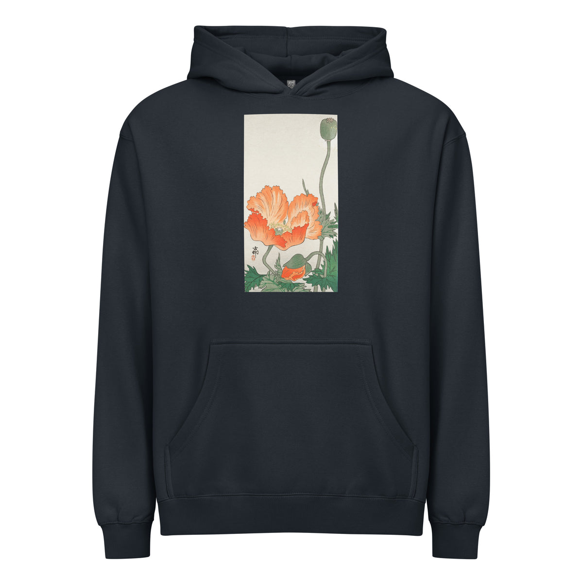 Navy Hoodie Birds And Plants - Ohara Koson 1900 Signature