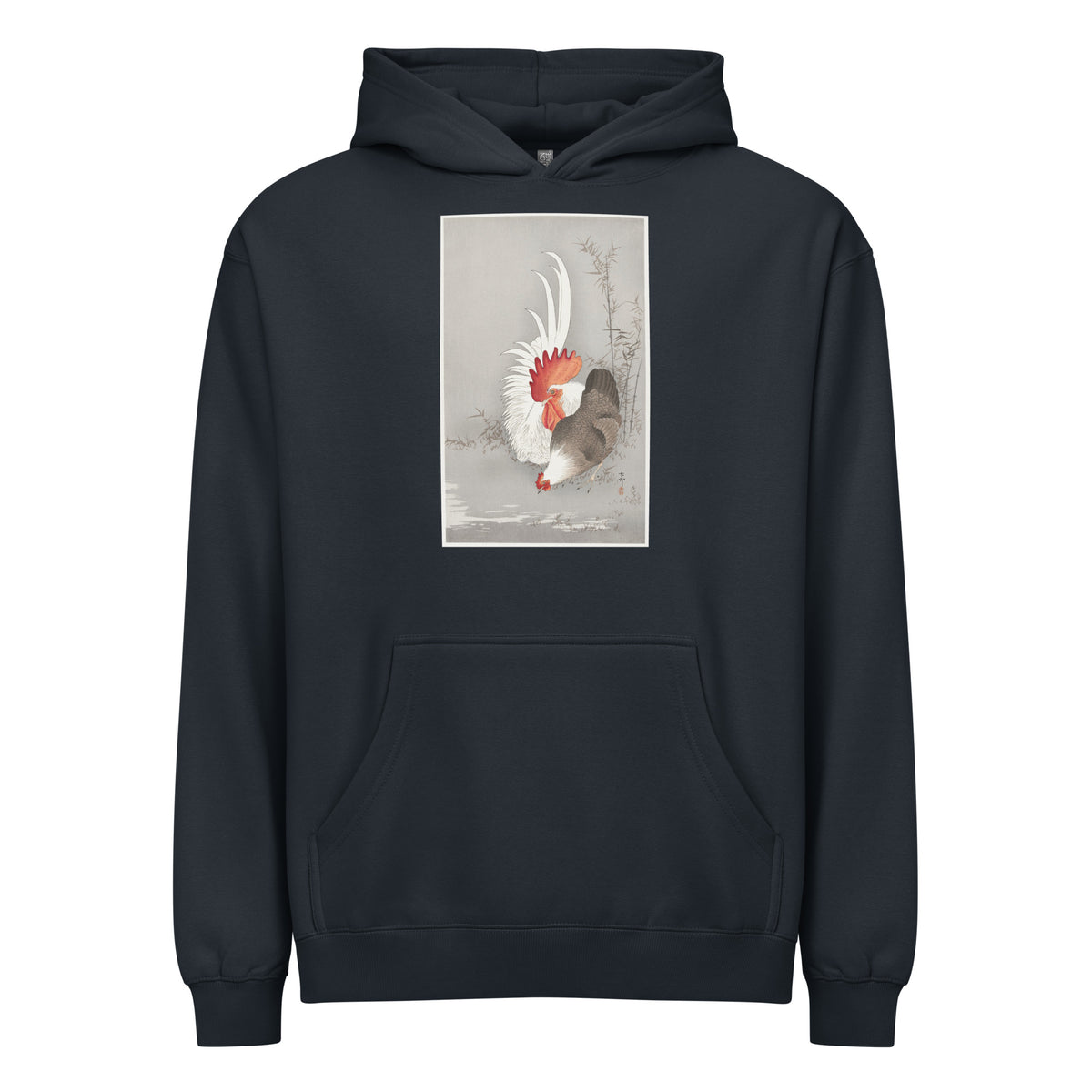 Navy Hoodie Rooster And Chicken - Ohara Koson 1900 Signature