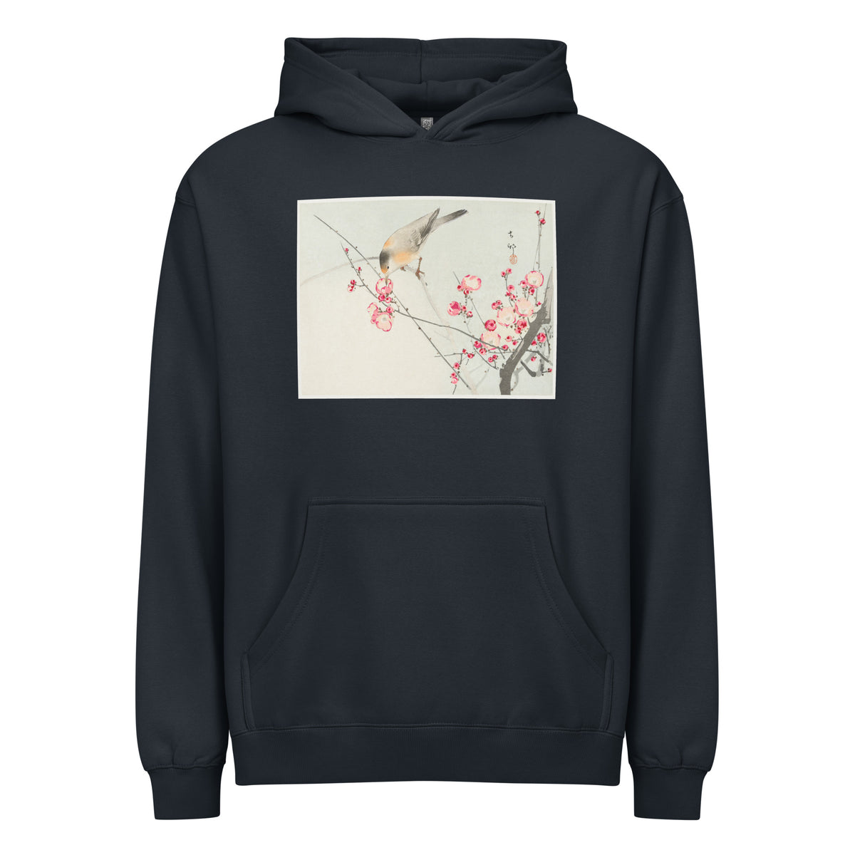 Navy Hoodie Songbird On Blossom Branch - Ohara Koson 1900 Signature