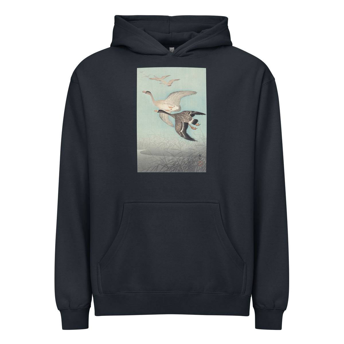 Navy Hoodie Great Geese In Flight - Ohara Koson 1925 Signature