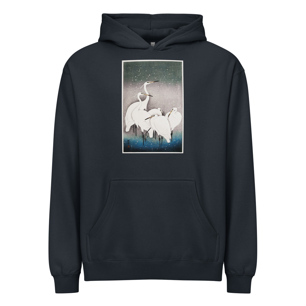 Navy Hoodie Group Of Egrets - Ohara Koson 1925 Signature