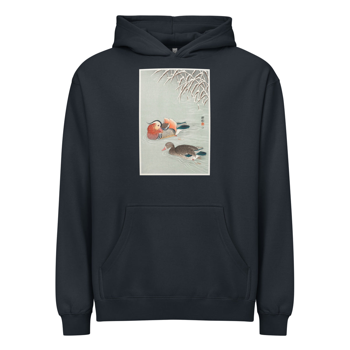 Navy Hoodie Mandarin Ducks - Ohara Koson 1925 Signature