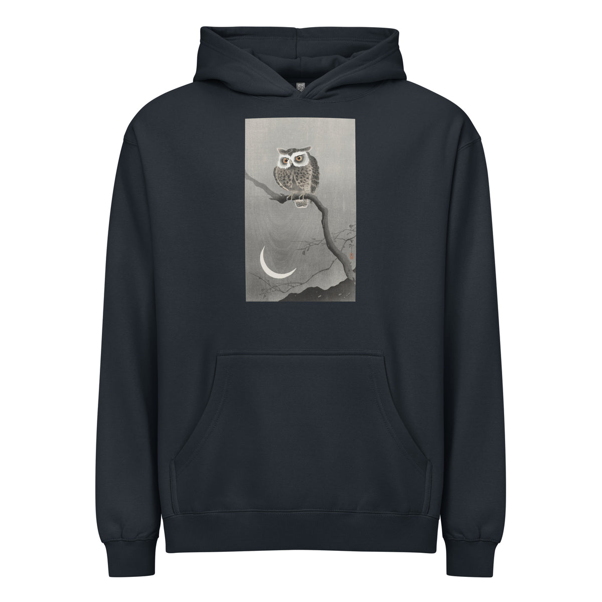 Navy Hoodie Long-Eared Owl On Bare Tree Branch - Ohara Koson 1900 Signature