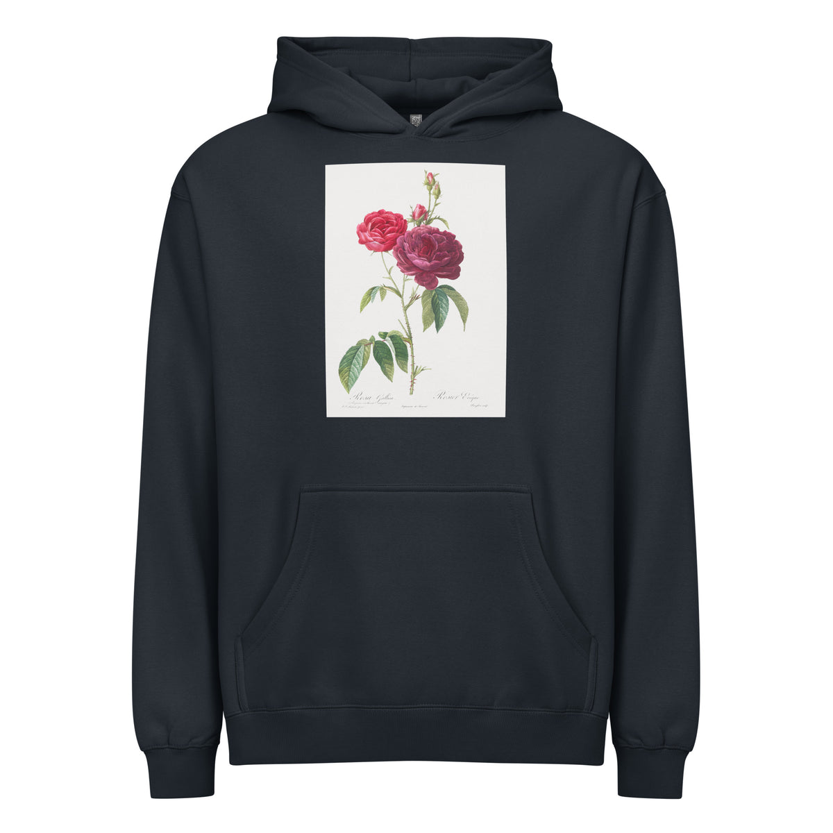 Navy Hoodie Purple French Rose Rosa Gallica Purpuro-Violacea Magna Signature