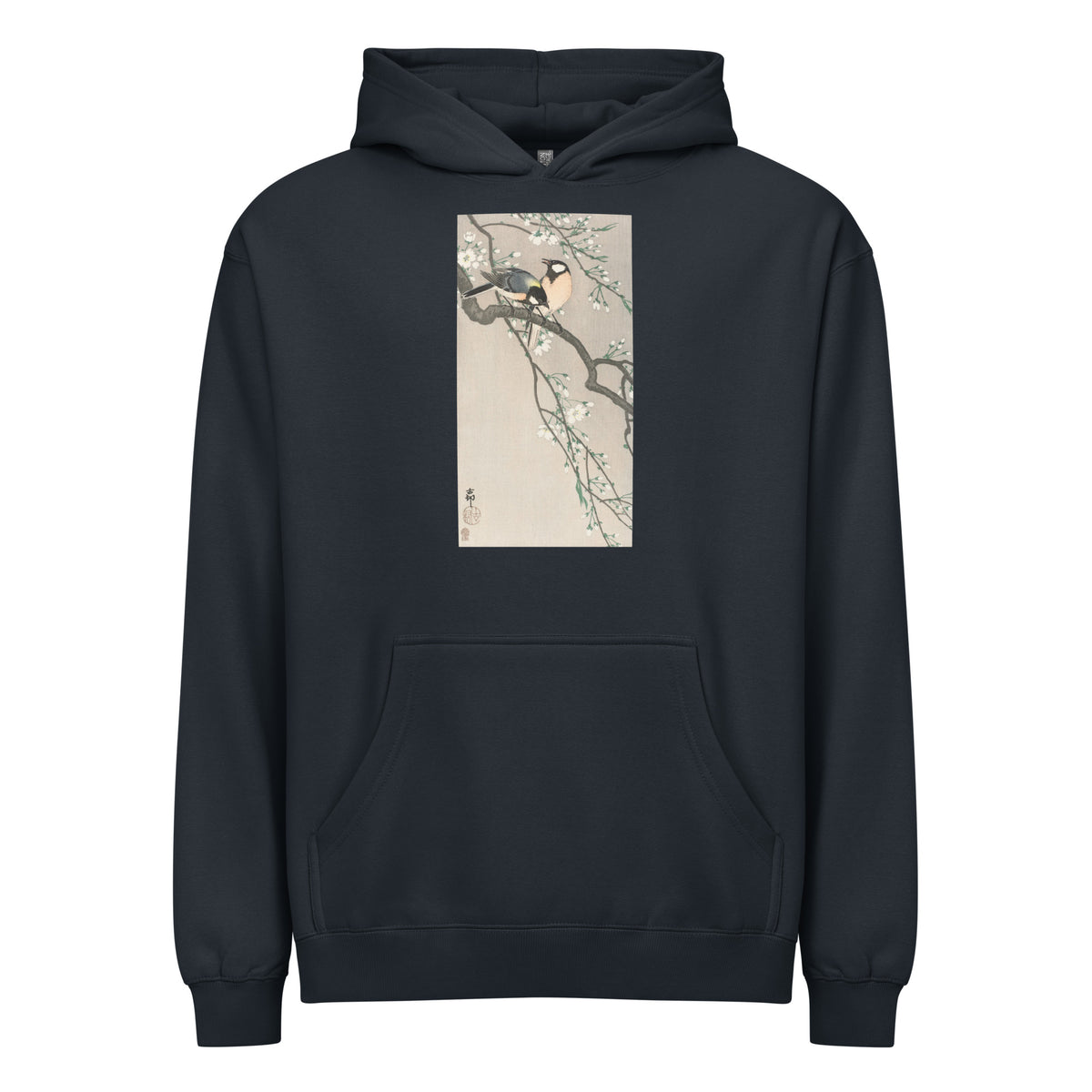 Navy Hoodie Tits On Cherry Branch Signature
