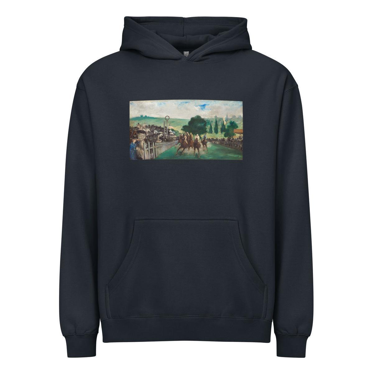 Navy Hoodie The Races At Longchamp Painting In High Resolution Signature