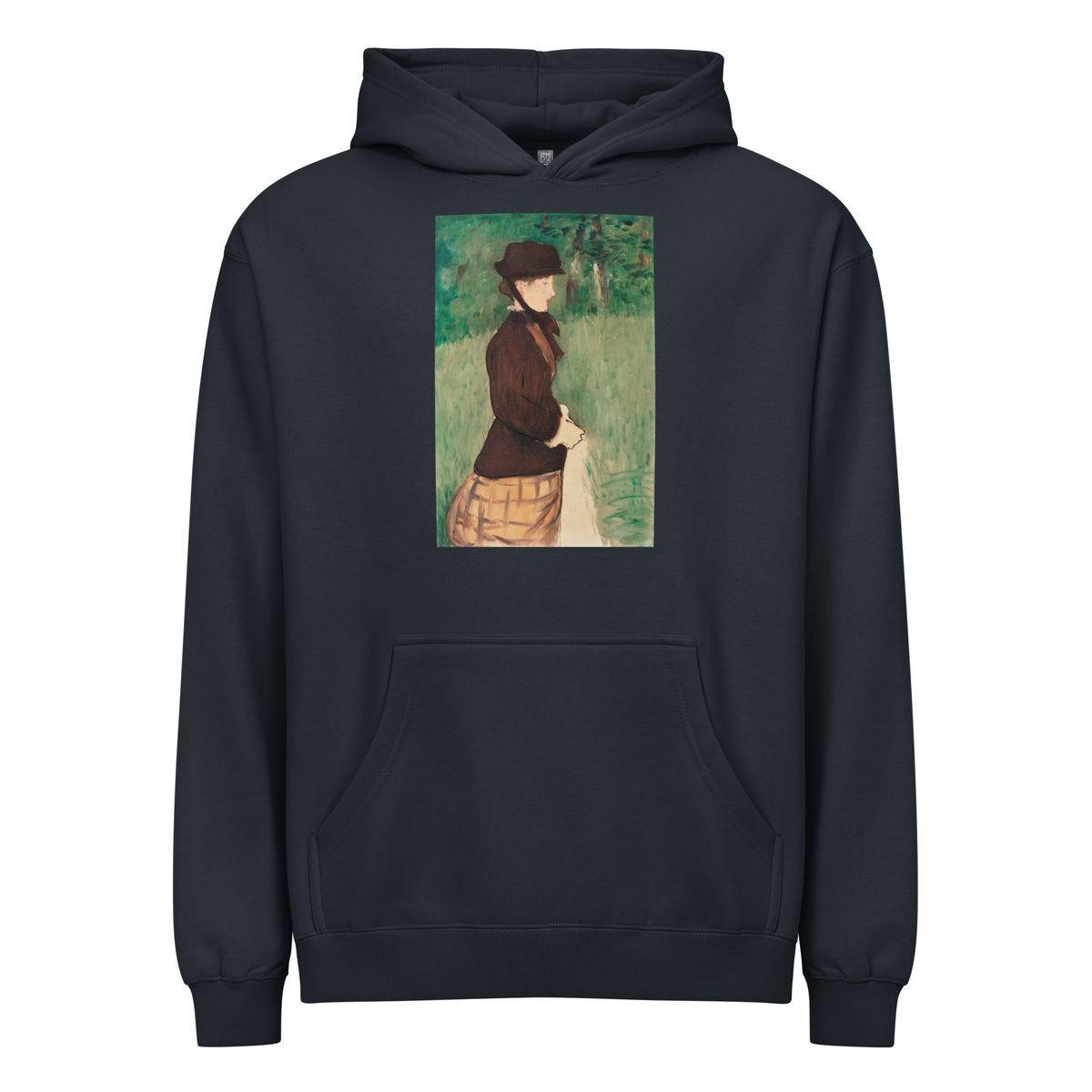 Navy Hoodie Young Woman In A Garden Jeune Femme Dans Un Jardin Painting In High Resolution Signature