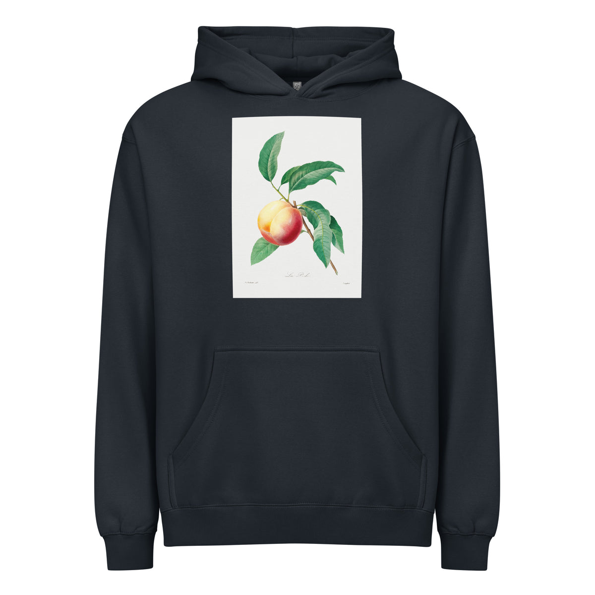 Navy Hoodie Peach Fruit On A Branch - Pierre-Joseph Redoute 1759 Signature