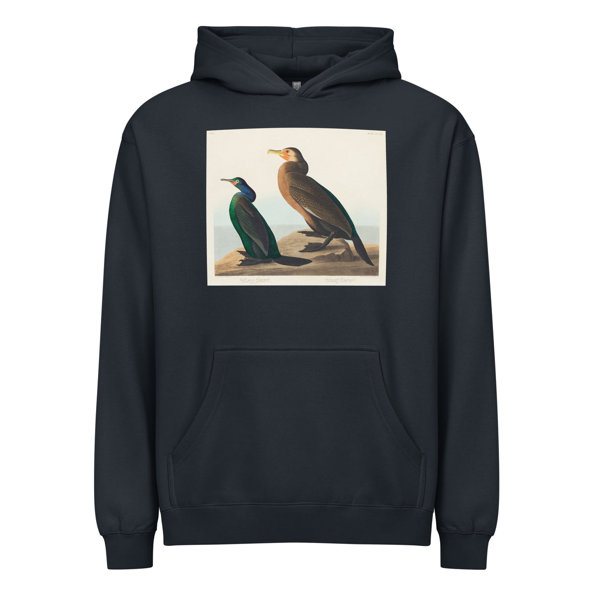 Navy Hoodie Violet-Green Cormorant And Townsend S Cormorant - John James Audubon 1827 Signature