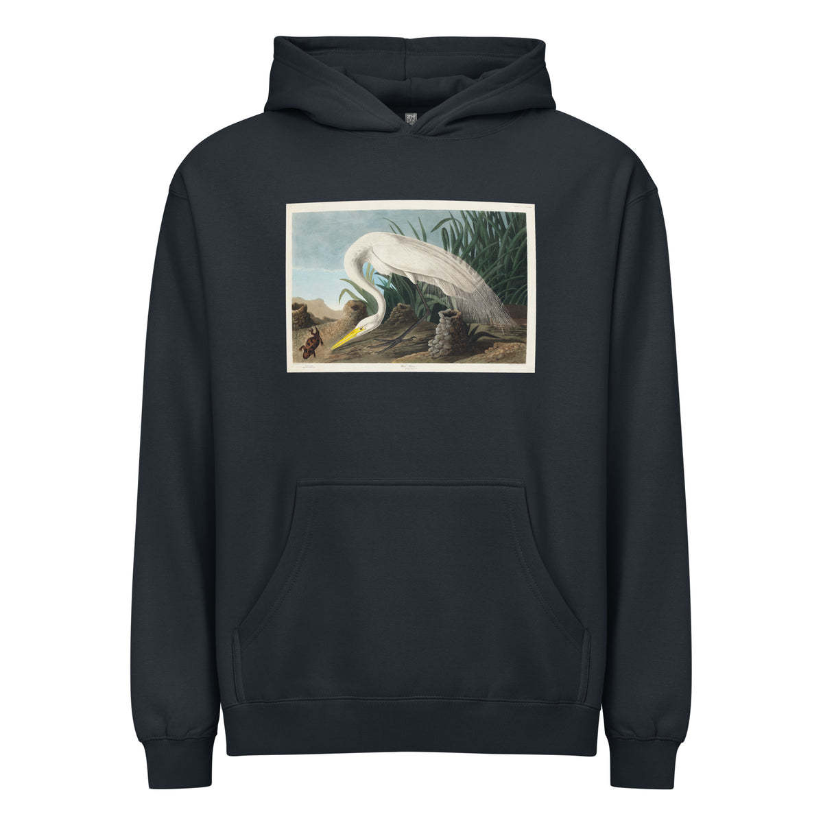 Navy Hoodie White Heron Signature