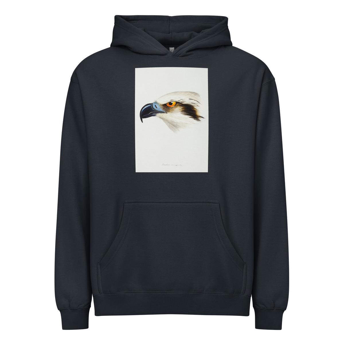 Navy Hoodie White-Headed Osprey Pandion Leucocephalus Illustrated Signature