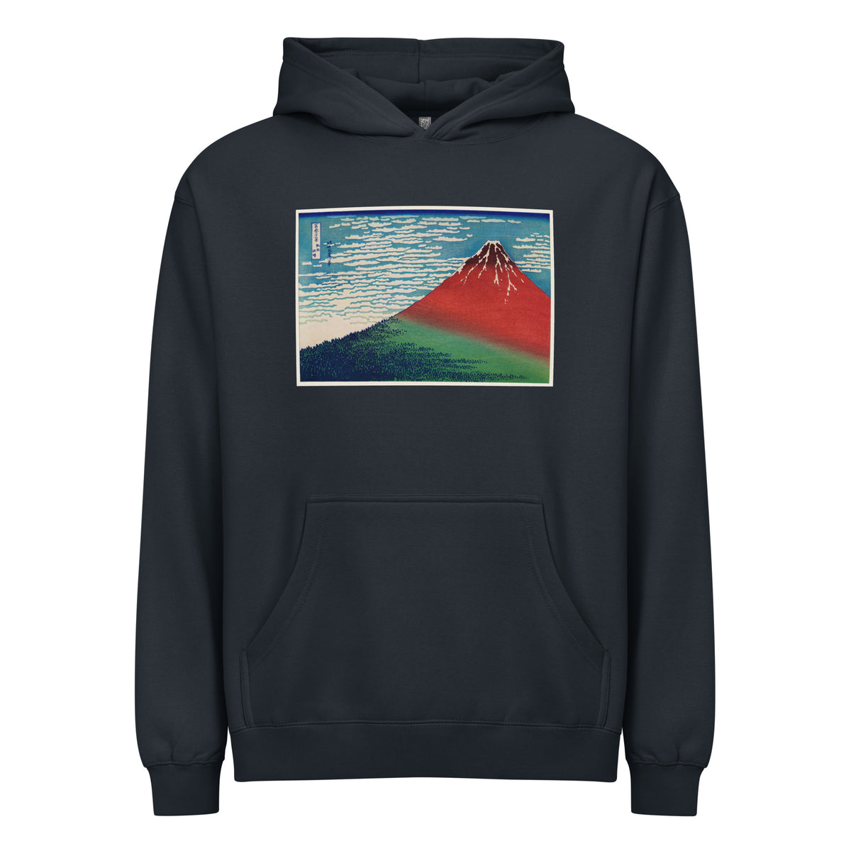 Navy Hoodie Katsushika Hokusai S Fine Wind Clear Morning A Famous Traditional Japanese Ukyio-E Style Illustration Of Mount Fuji Signature