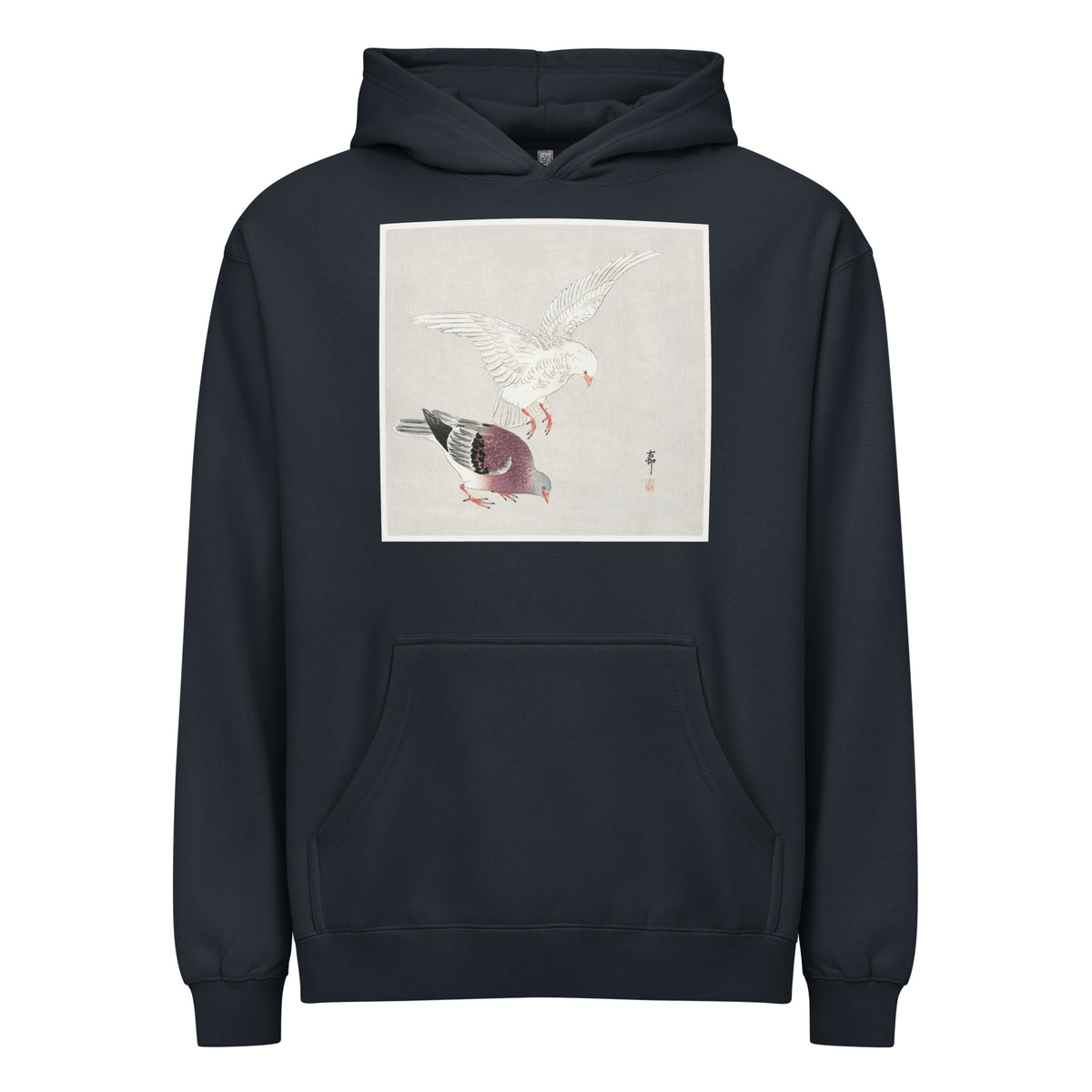 Navy Hoodie Two Pigeons - Ohara Koson 1877 Signature