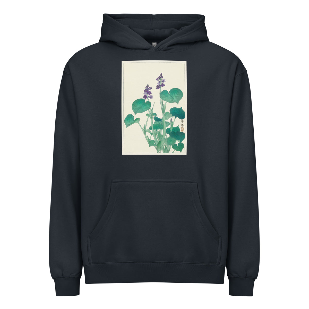 Navy Hoodie Blooming Hosta - Ohara Koson 1920 Signature