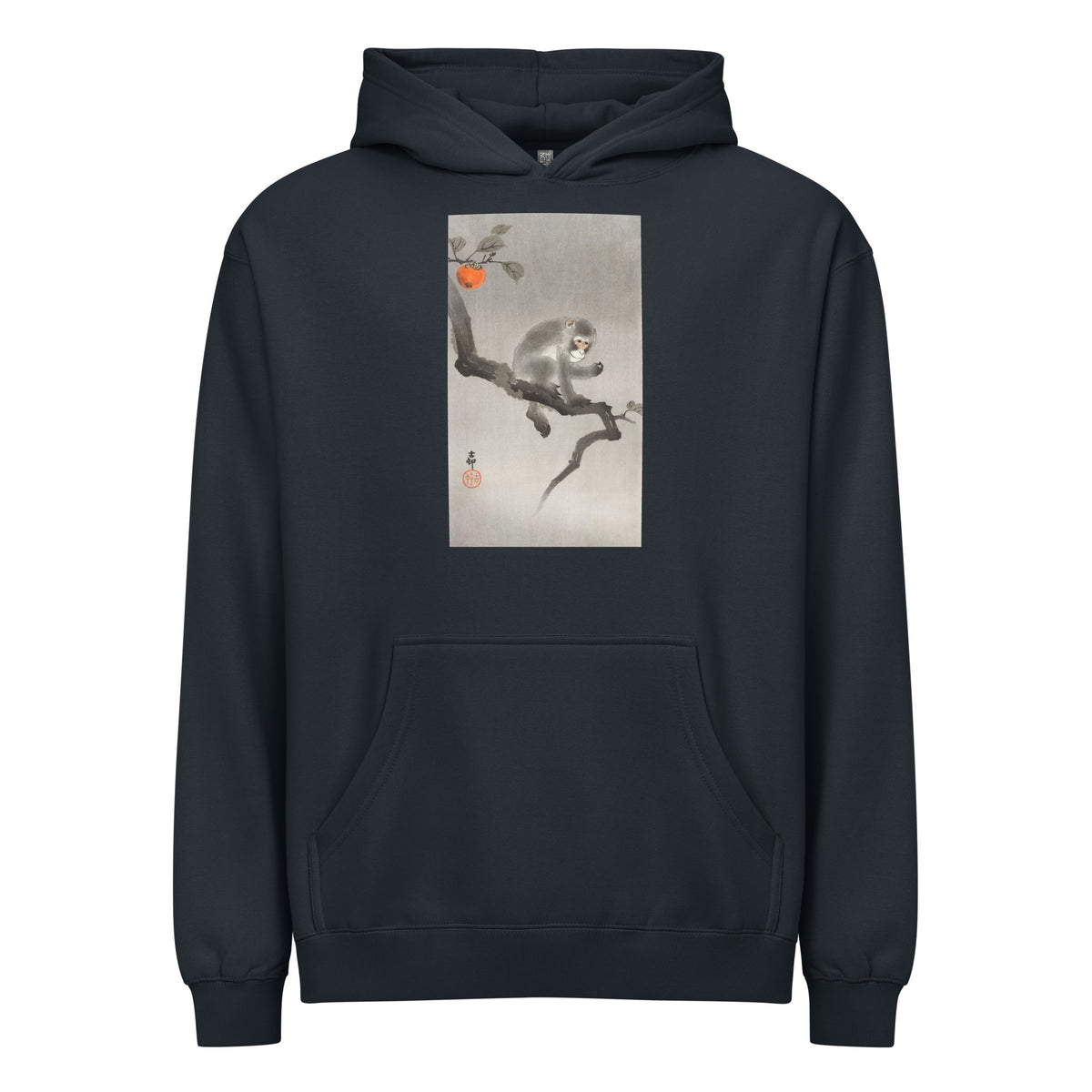 Navy Hoodie Monkey In Cockatoo - Ohara Koson 1900 Signature