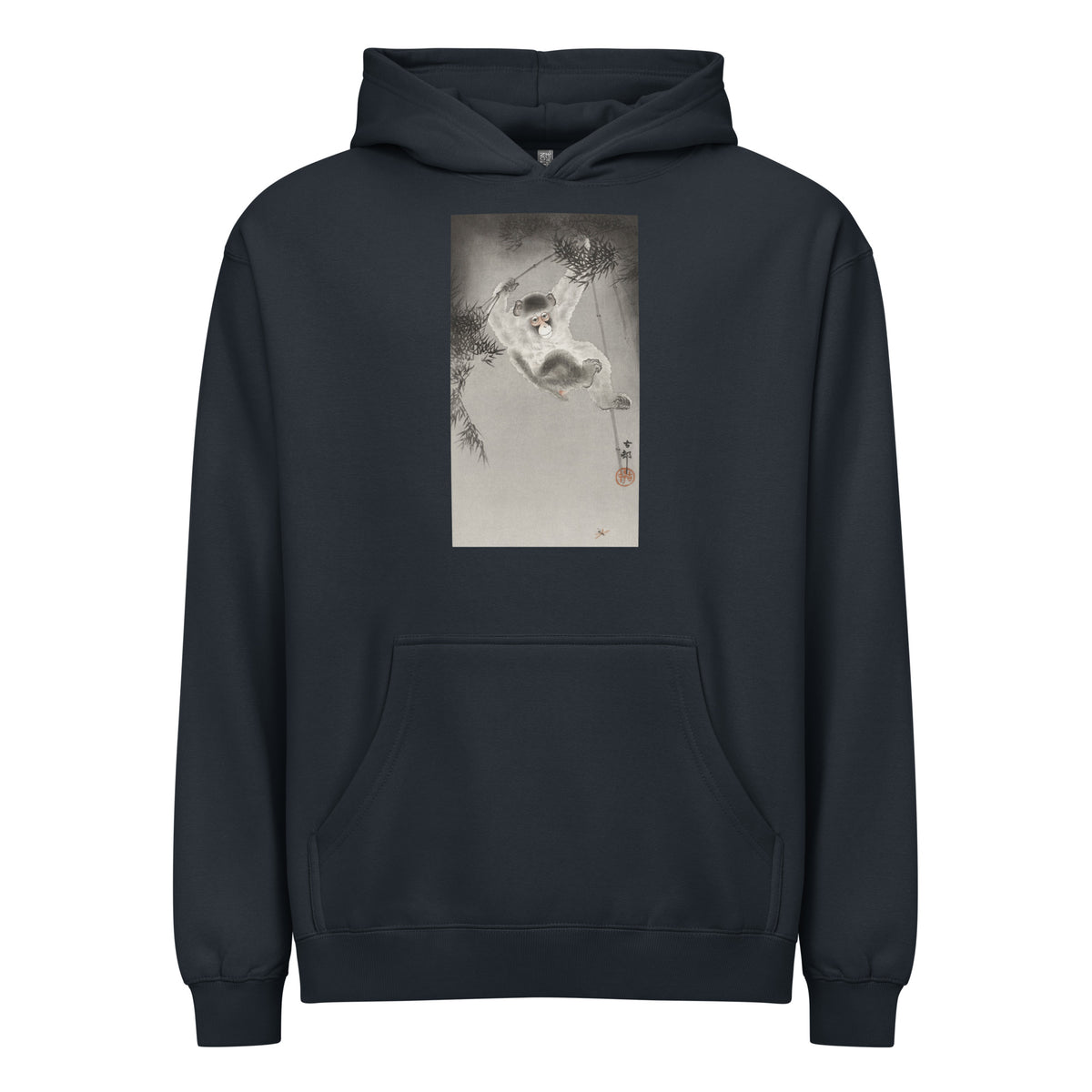 Navy Hoodie Monkey Hanging - Ohara Koson 1900 Signature