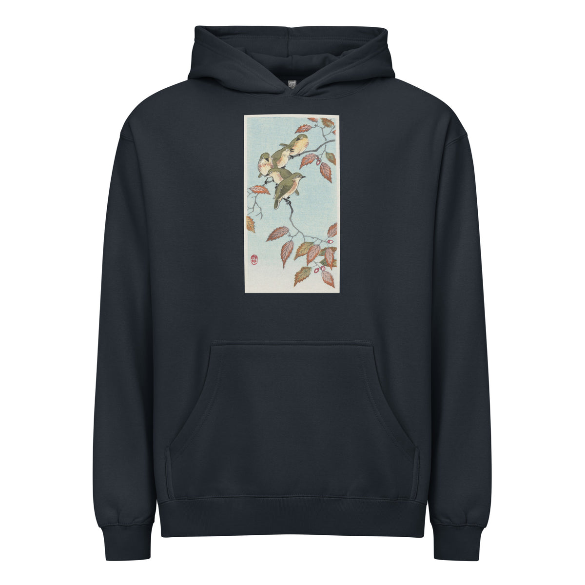 Navy Hoodie Birds On A Branch - Ohara Koson 1900 Signature