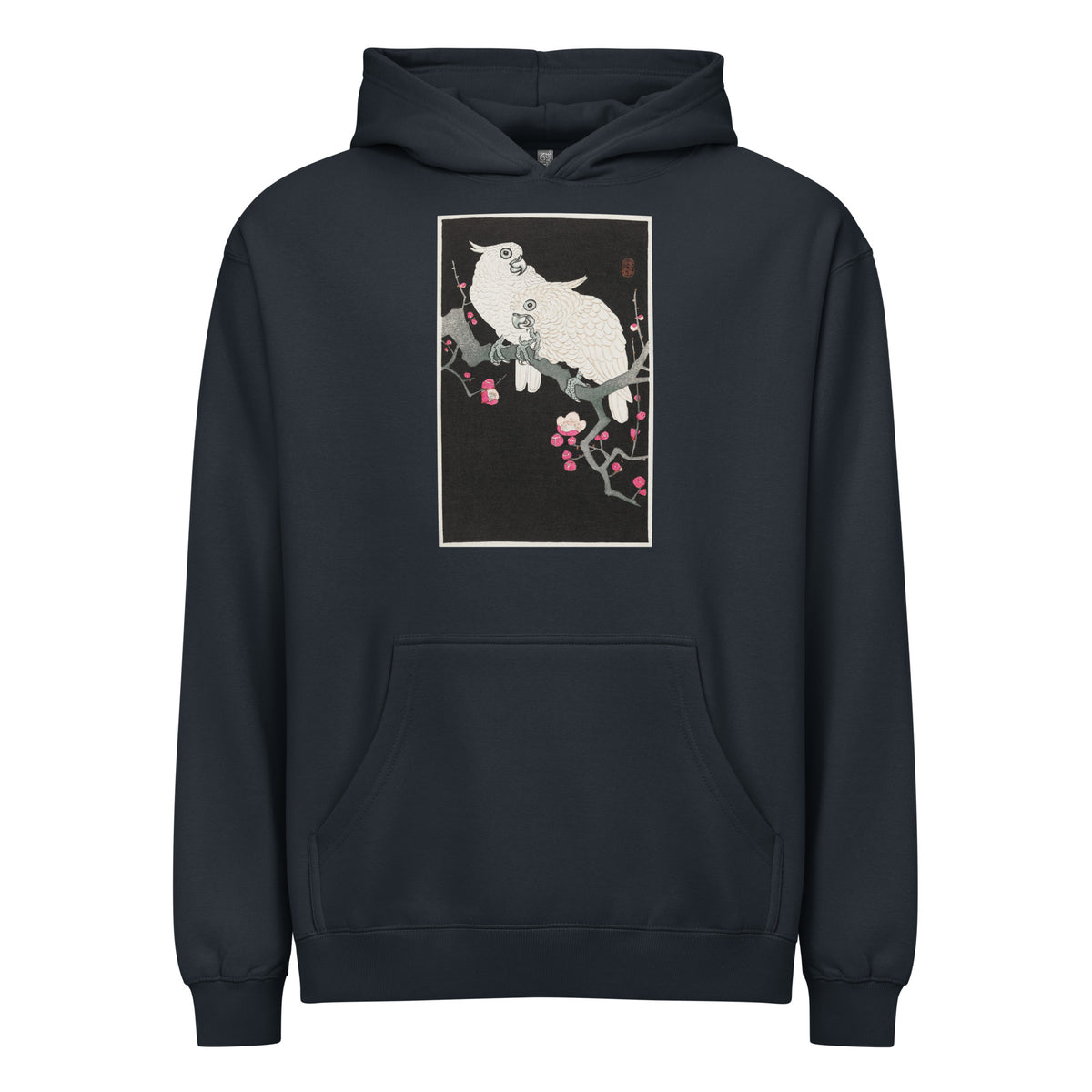 Navy Hoodie Two Cockatoo And Plum Blossom - Ohara Koson 1925 Signature