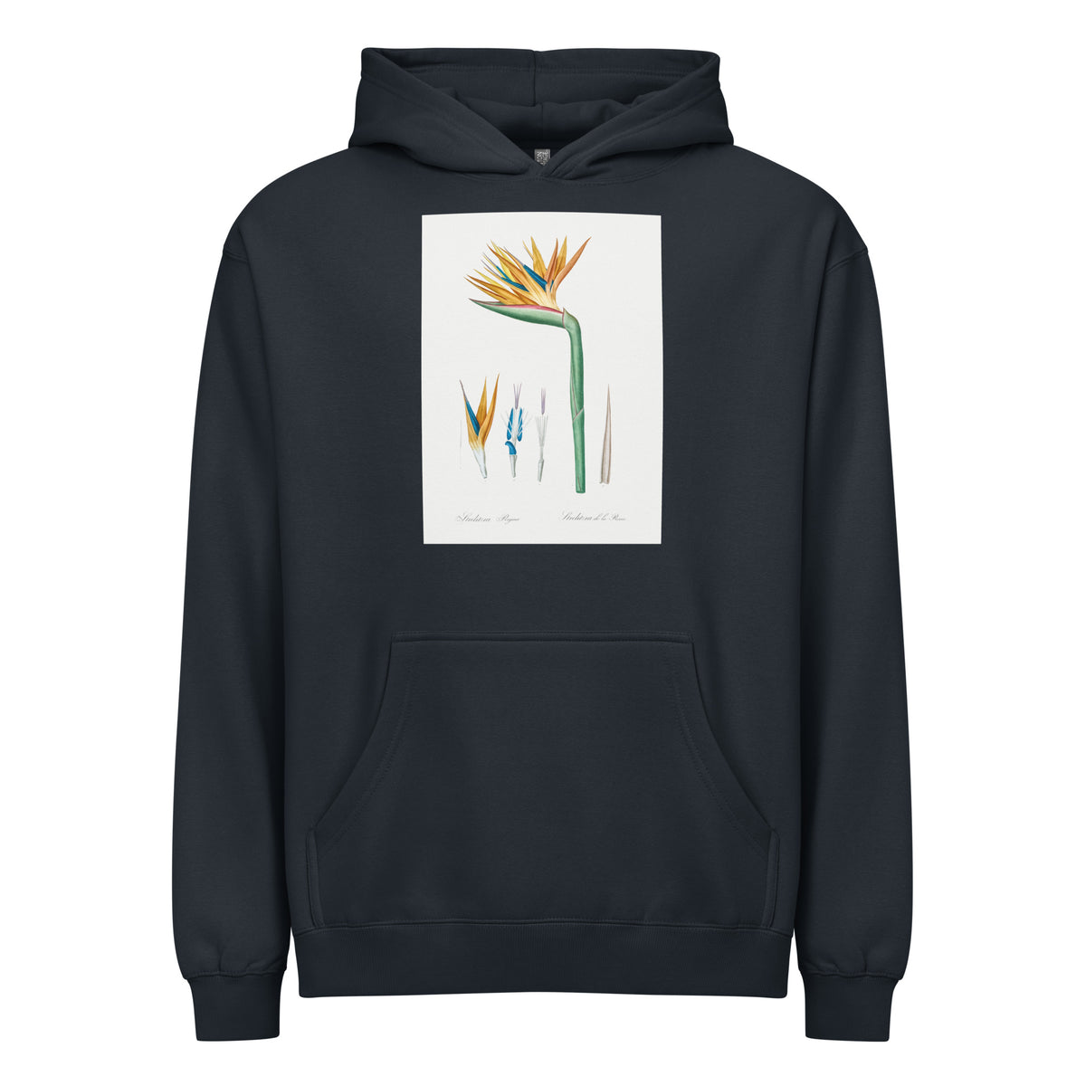 Navy Hoodie Bird Of Paradise Illustration Signature