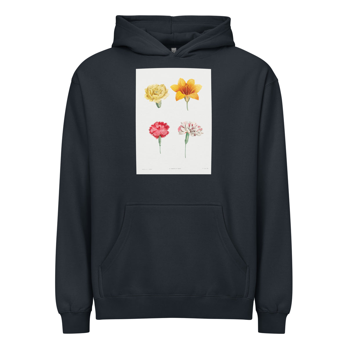 Navy Hoodie Flower Set - Pierre-Joseph Redoute 1759 Signature