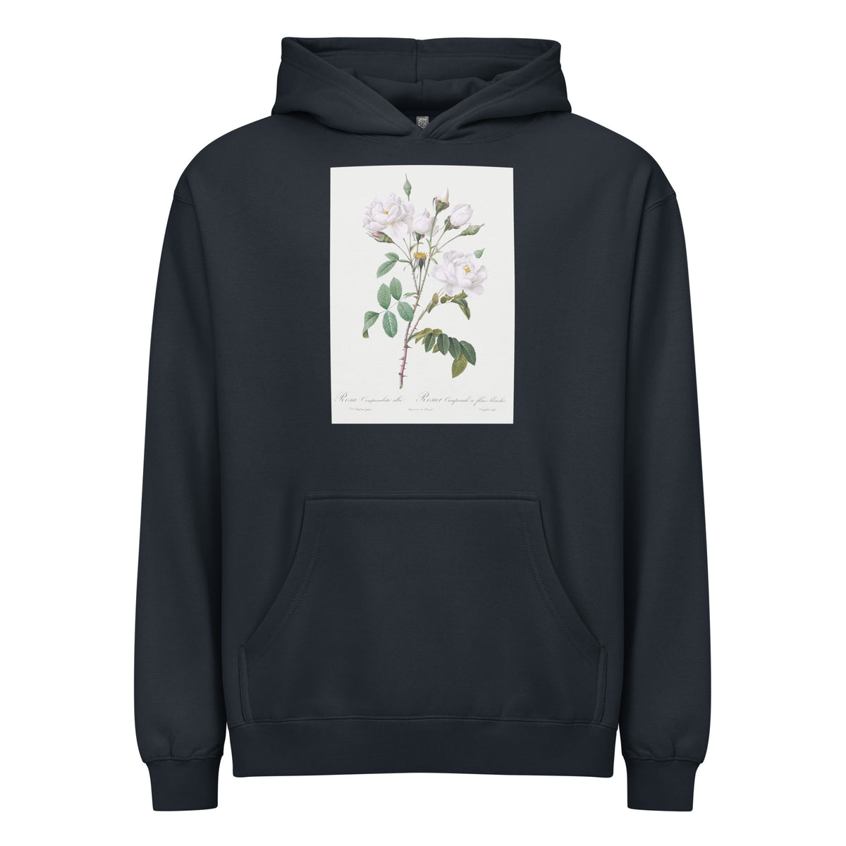 Navy Hoodie Rosa Campanulata Alba Also Known As Pink Bellflowers To White Flowers Signature