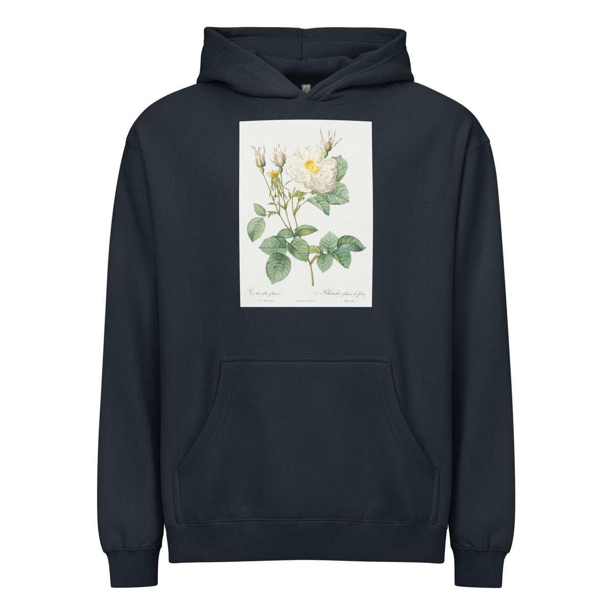 Navy Hoodie Rosa X Alba Also Known As The White Leaf Of Fleury Rosa Alba Foliacea Signature