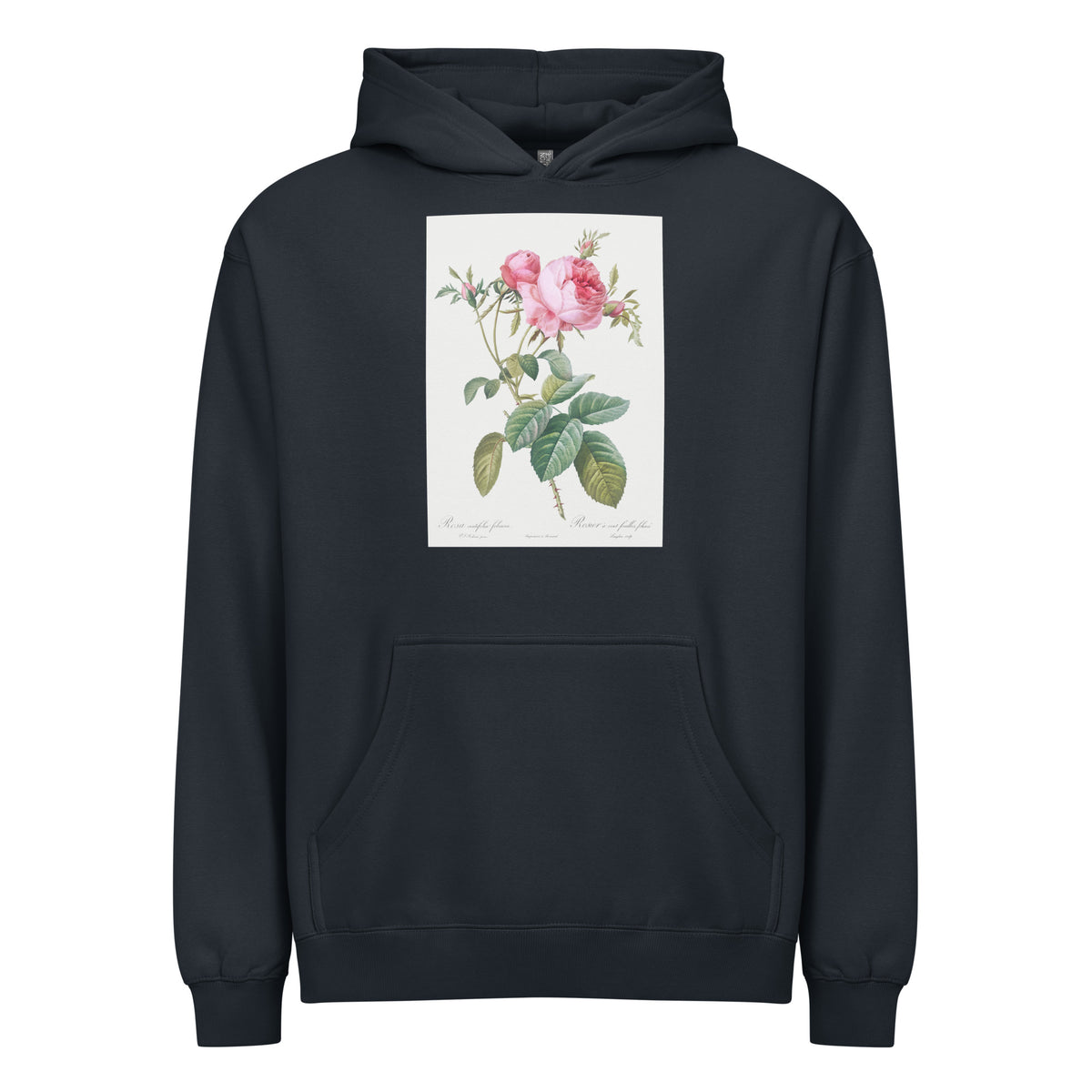 Navy Hoodie Rose De Mai Rosa Centifolia Foliacea Signature