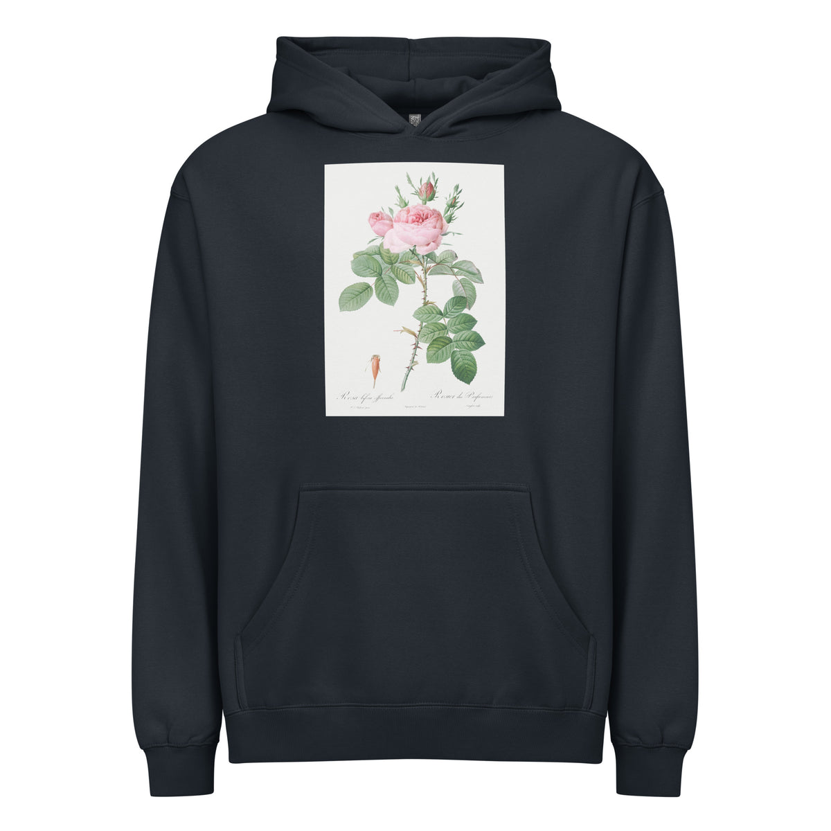 Navy Hoodie Rosa Bifera Officinalis Also Known As Rose Of Perfume Signature