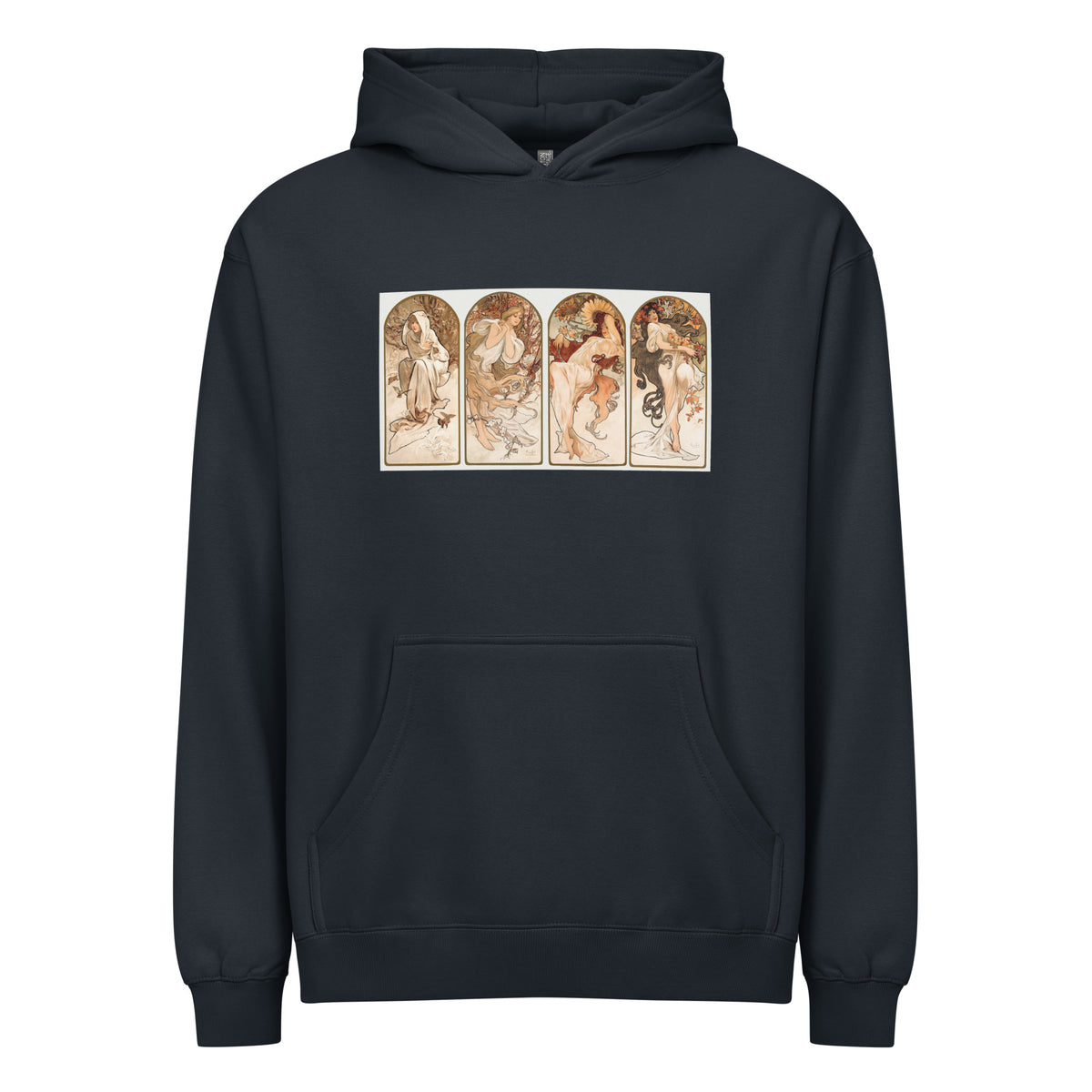 Navy Hoodie Alphonse Maria Mucha S The Seasons Famous Art Nouveau Artwork Signature