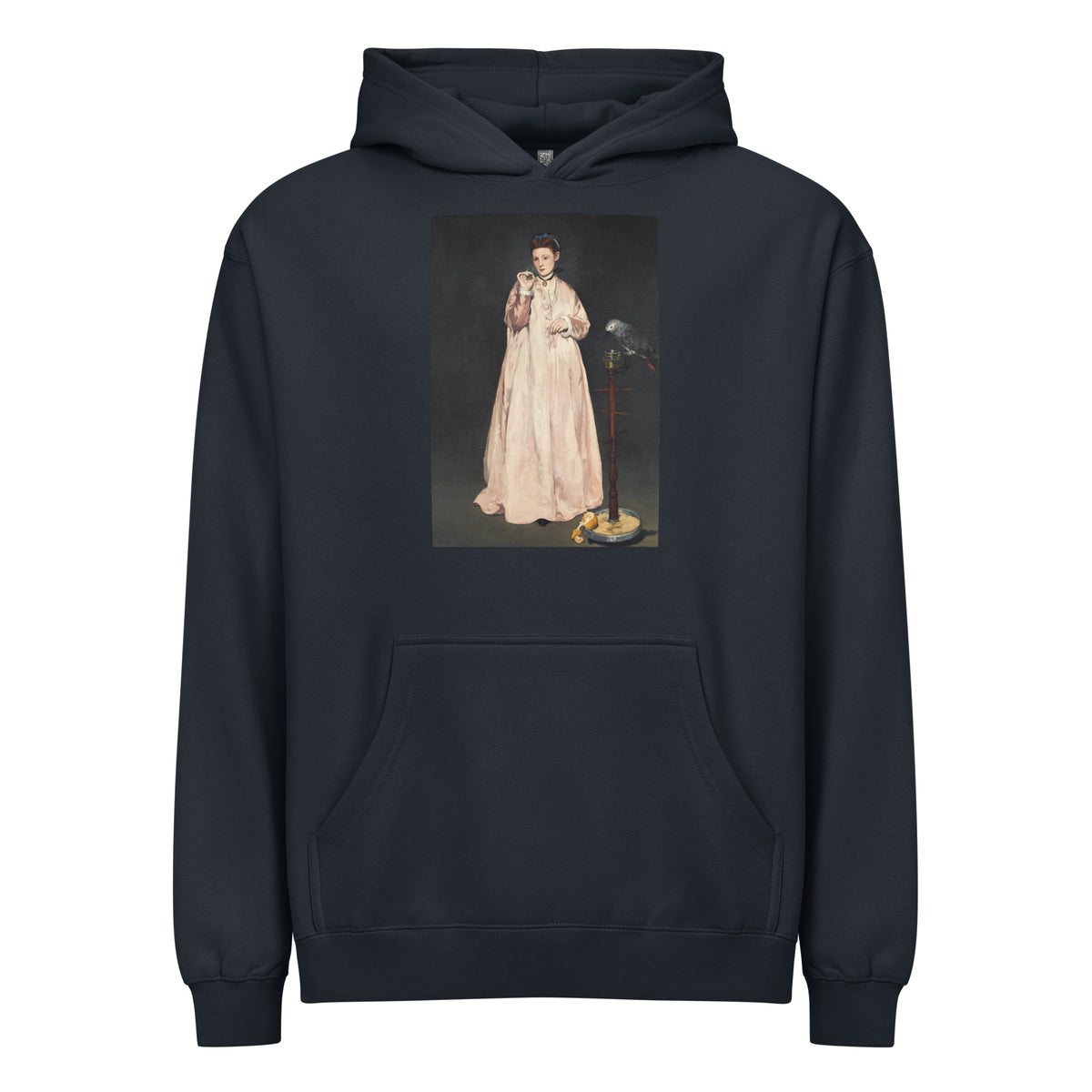 Navy Hoodie Young Lady In 1866 Painting In High Resolution Signature