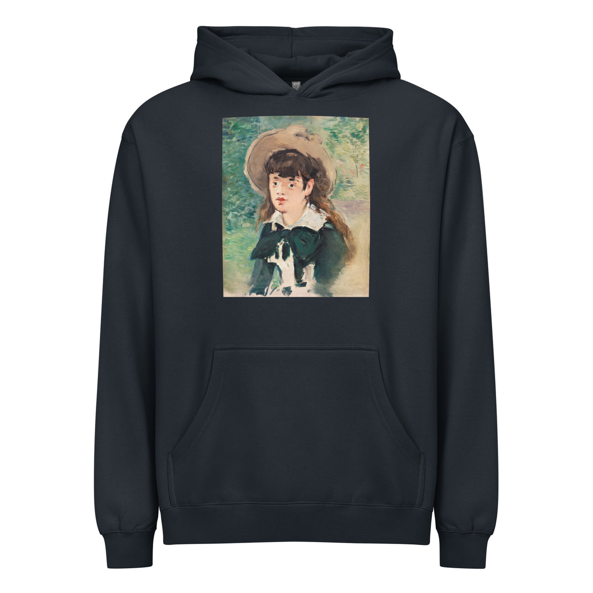 Navy Hoodie Young Girl On A Bench Fillette Sur Un Banc Painting In High Resolution Signature