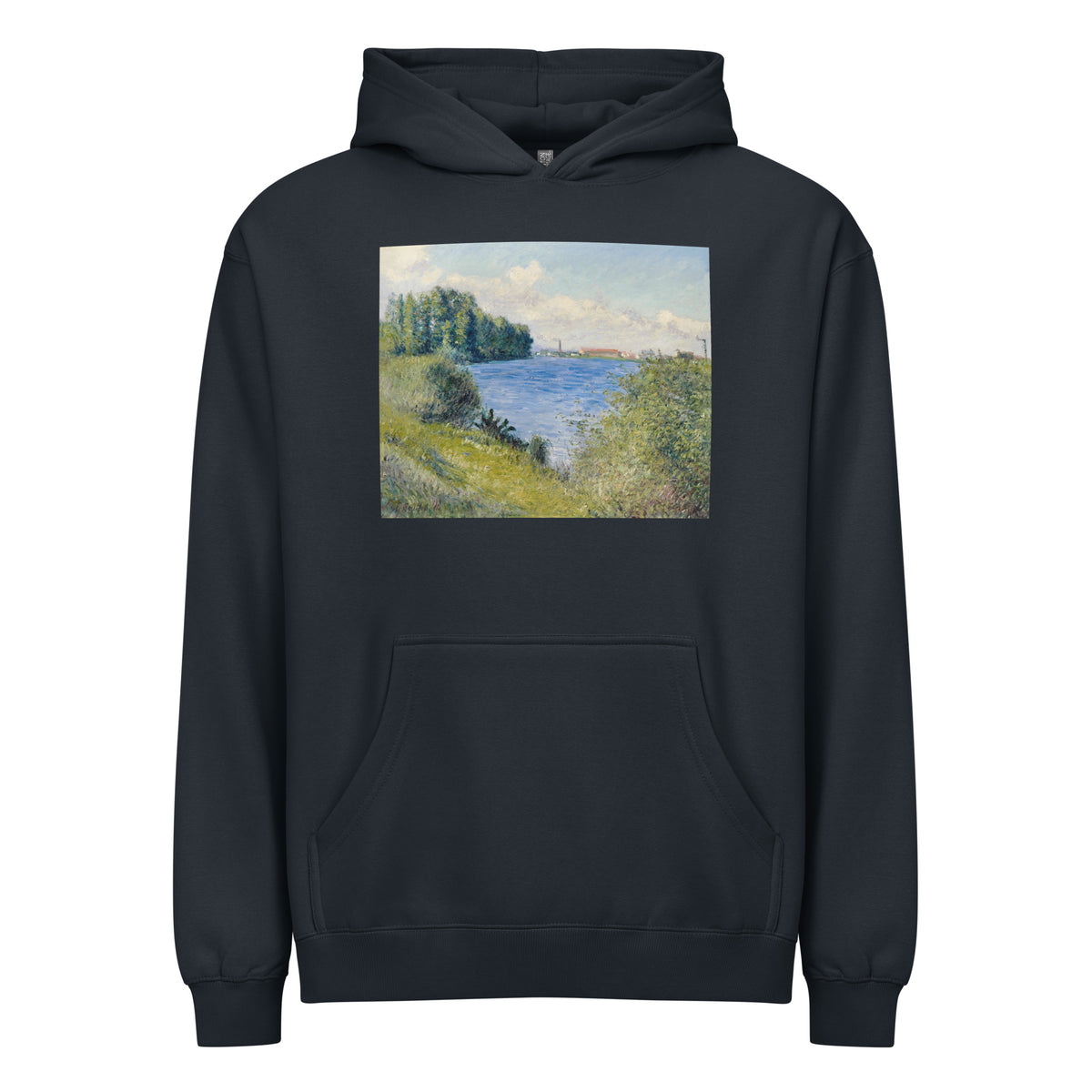 Navy Hoodie The Seine At Argenteuil Painting In High Resolution Signature