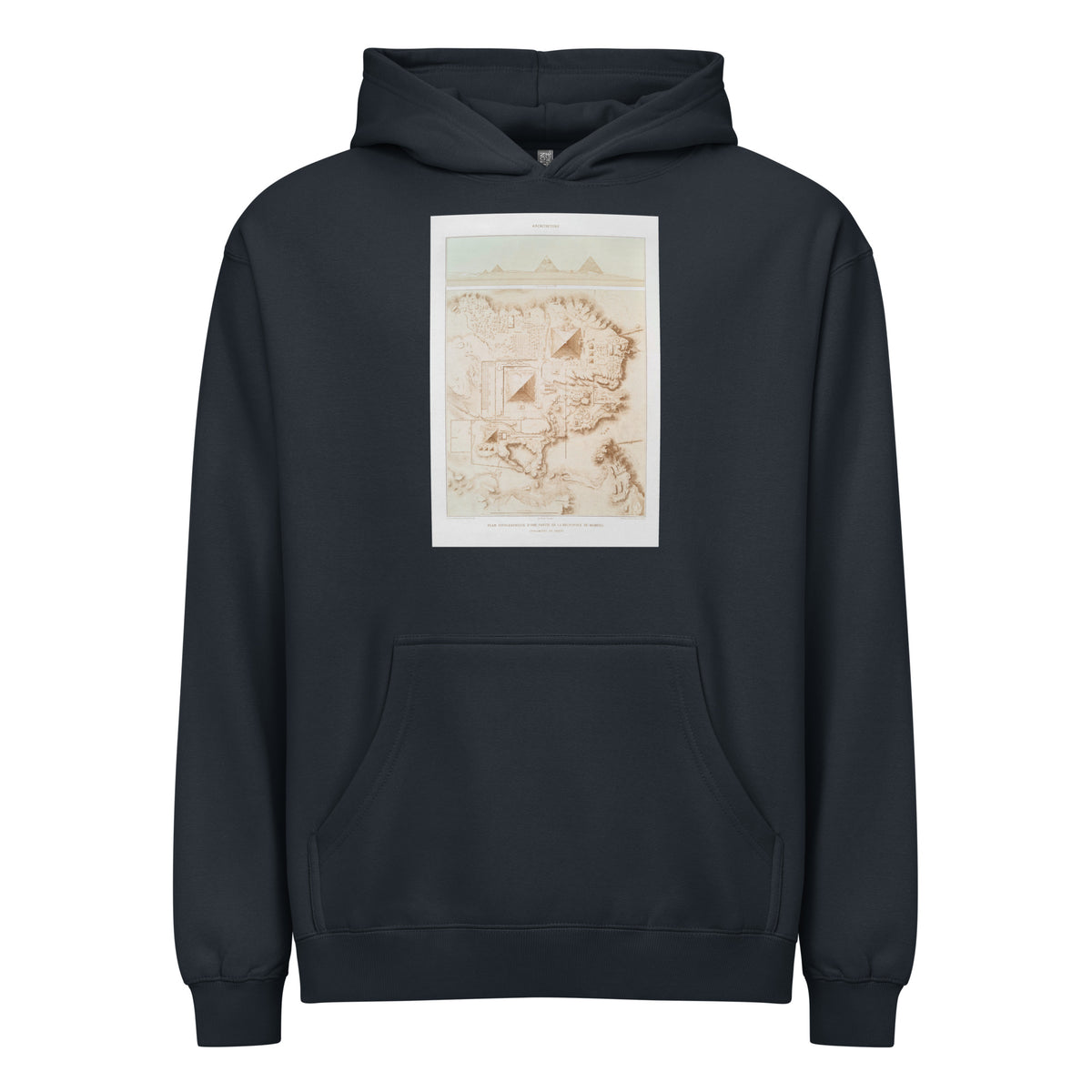 Navy Hoodie Topographic Map Of Part Of The Memphite Necropolis Pyramids Of Giza Signature